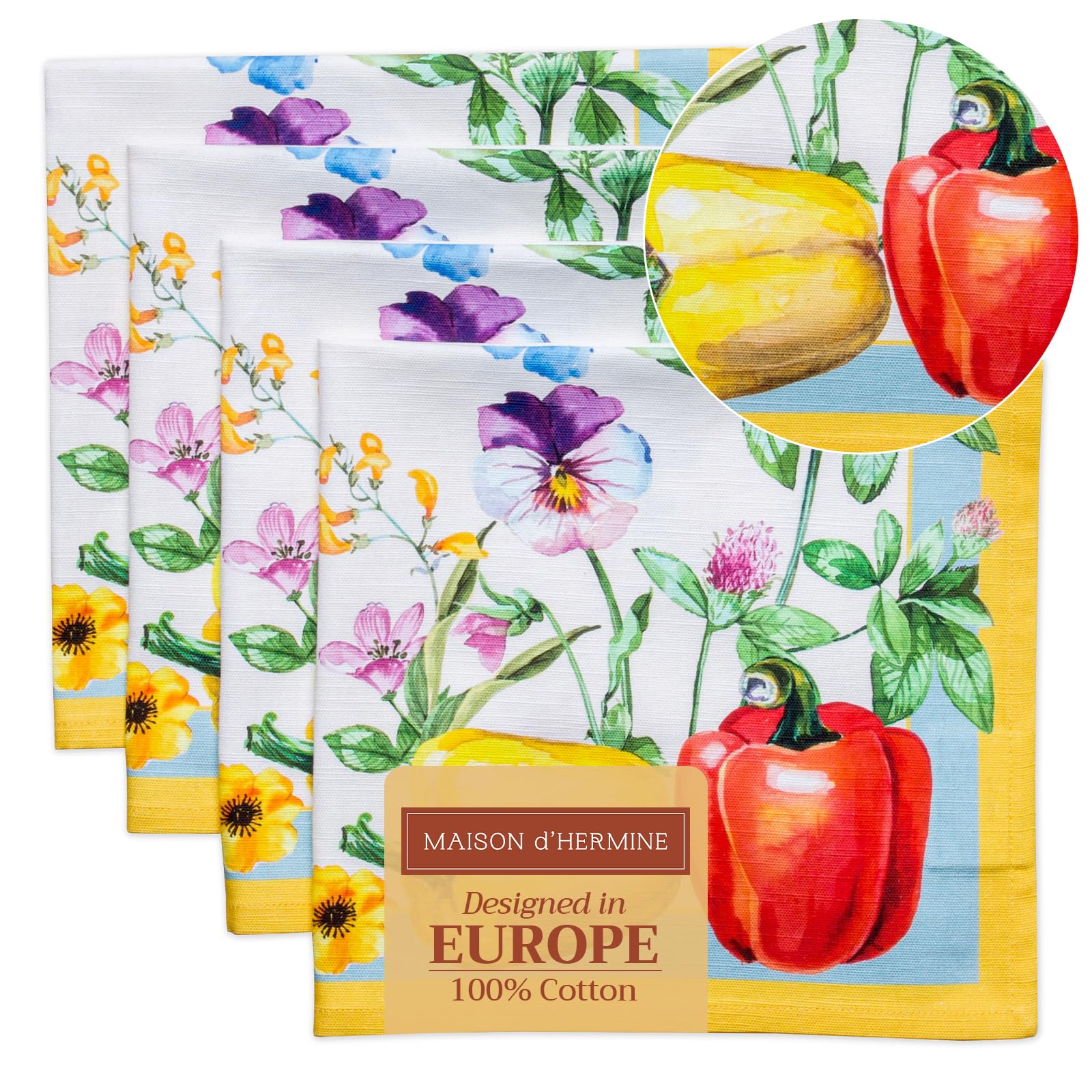 Maison D Hermine Napkin 100% Cotton 20 Inch X 20 Inch Set Of 4 Dinner Napkins, Decorative Washable Cloth Napkin For Gifts, Dinin
