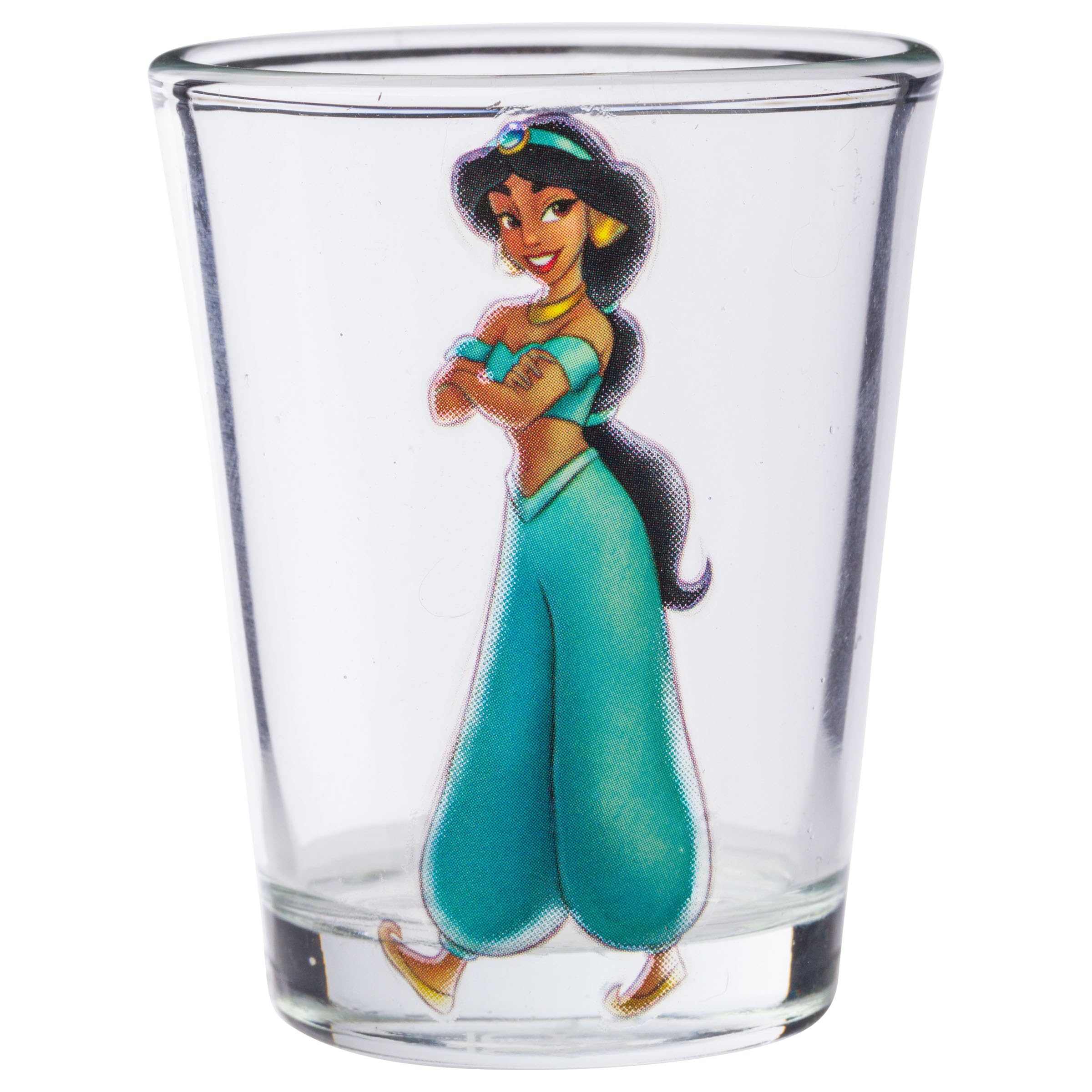 Silver Buffalo Disney Princess Featuring Snow White, Cinderella, Jasmine, And Tiana 4 Pack Mini Glasses, 1.5 Ounces