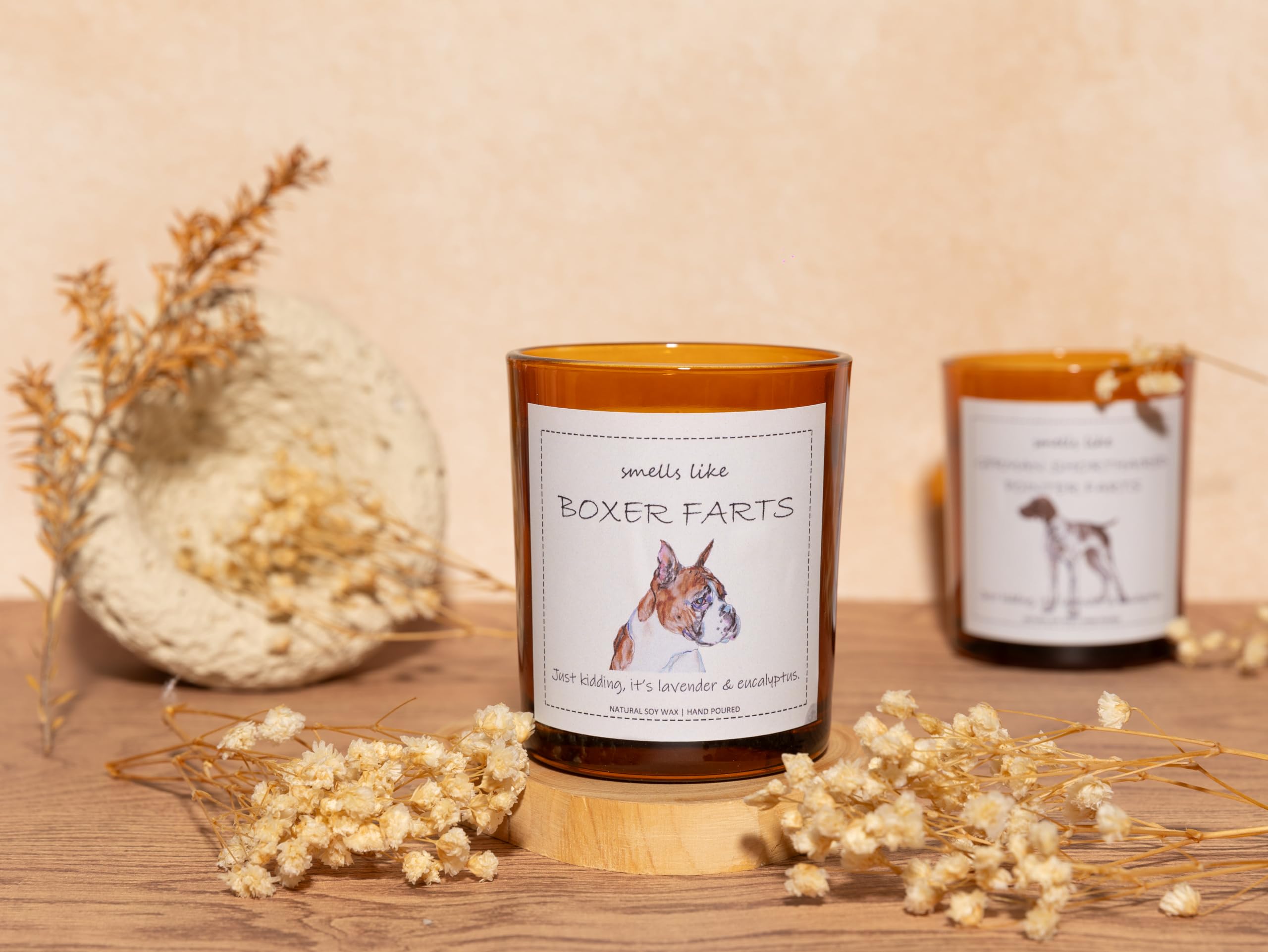 Boxer Dog Gifts & Decor, Boxer Dog Gifts for Women, Smells Like Boxer Farts Candle - Lavender & Eucalyptus, Crafted by Natural S