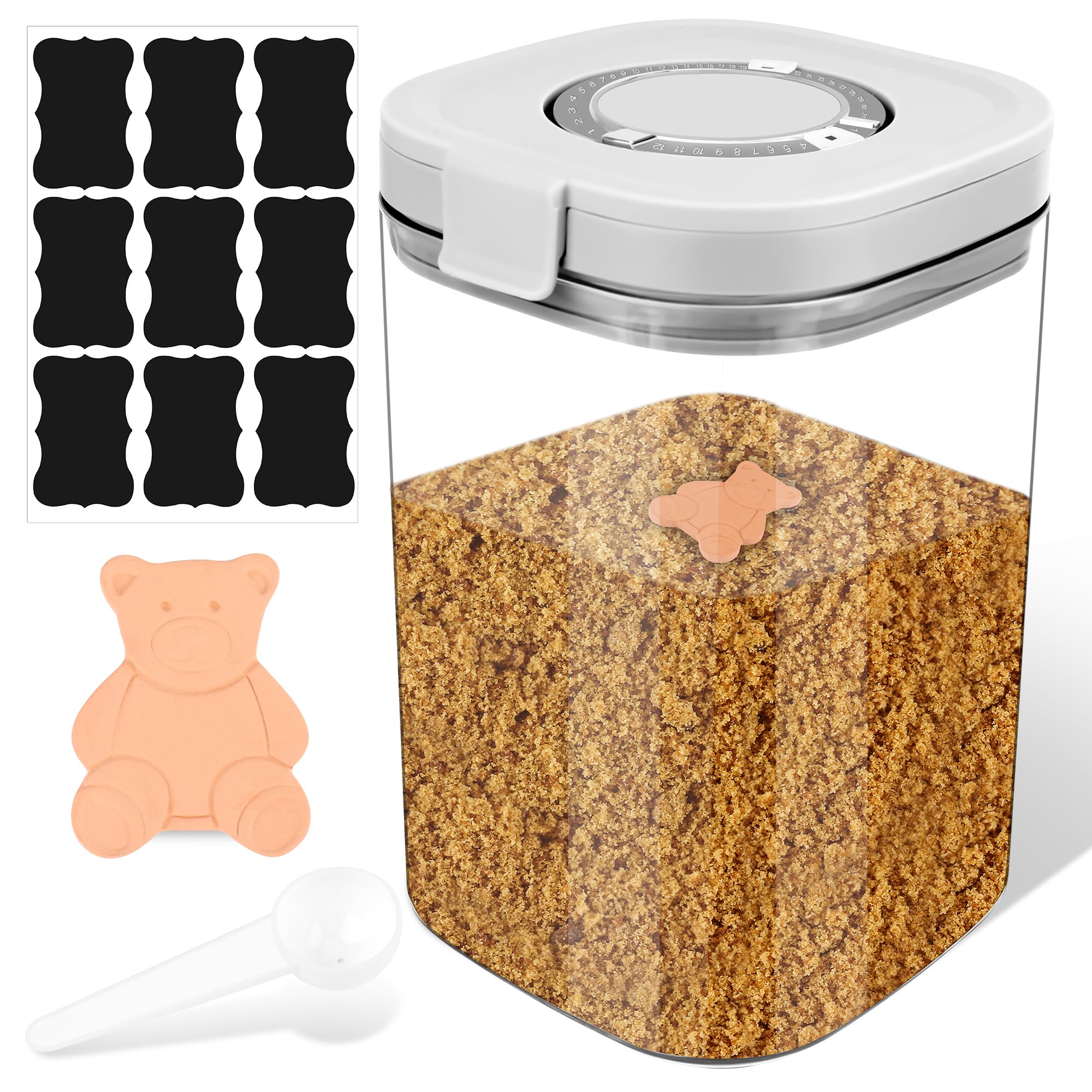 Anglecai Brown Sugar Container Airtight, 1.9 Quart Brown Sugar Storage Container for Saving Food Keeper Airtight Saver Storage w
