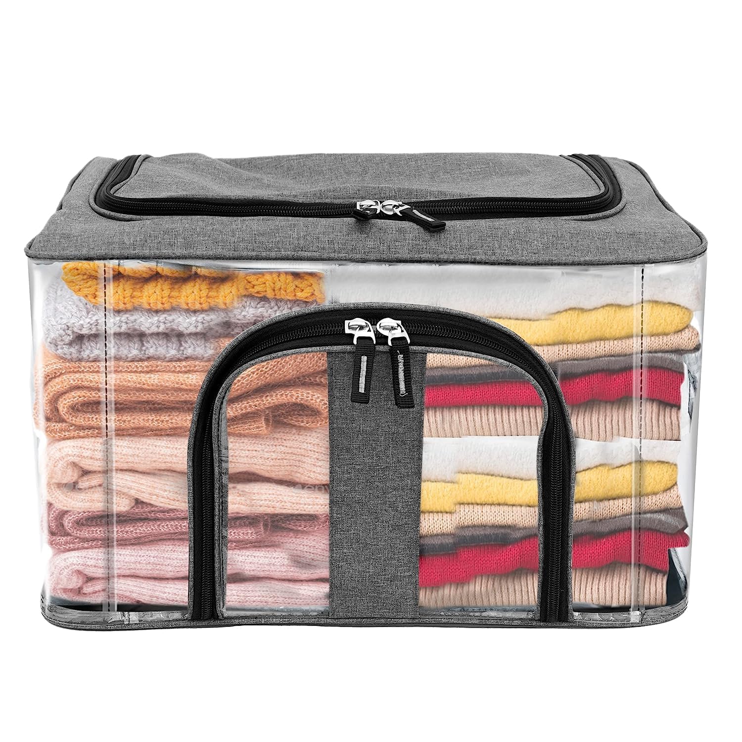 Skyvilla 33 L Nylon Pvc Transparent Moisture Proof Storage Box For Clothes Closet Wardrobe Organizer For Clothes With Carry Hand