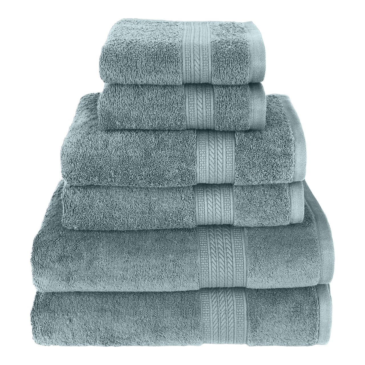 Kaufman - Luxury 100% Cotton Towels | 6 Piece Bath Towel Set | 2 Bath Towels (54 In X 30 In), 2 Hand Towels (16 X 28), 2 Washclo
