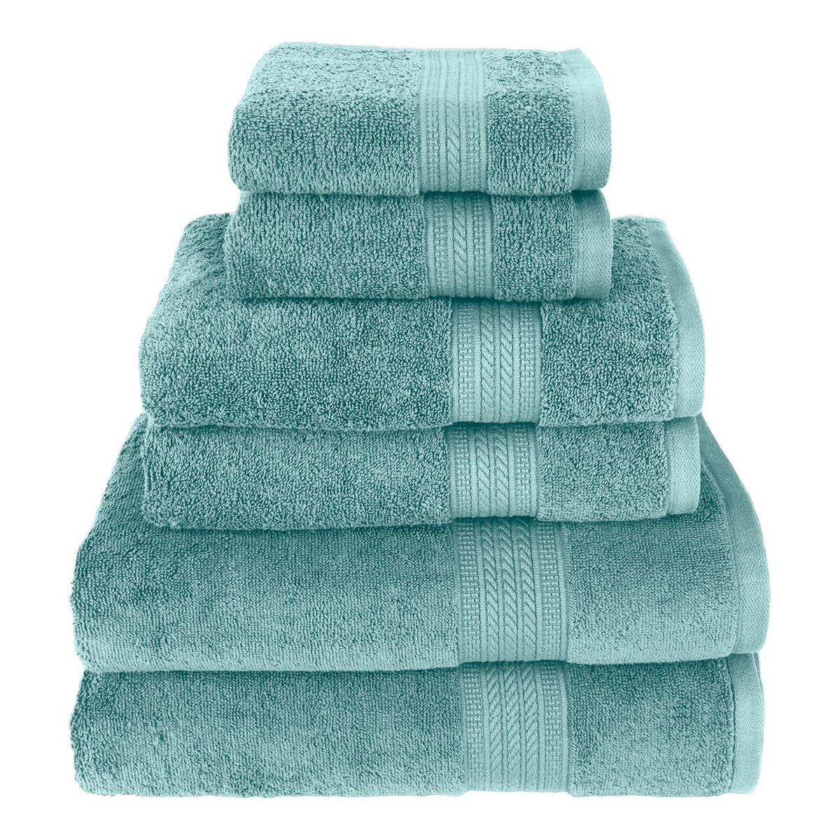 Kaufman - Luxury 100% Cotton Towels | 6 Piece Bath Towel Set | 2 Bath Towels (54 In X 30 In), 2 Hand Towels (16 X 28), 2 Washclo
