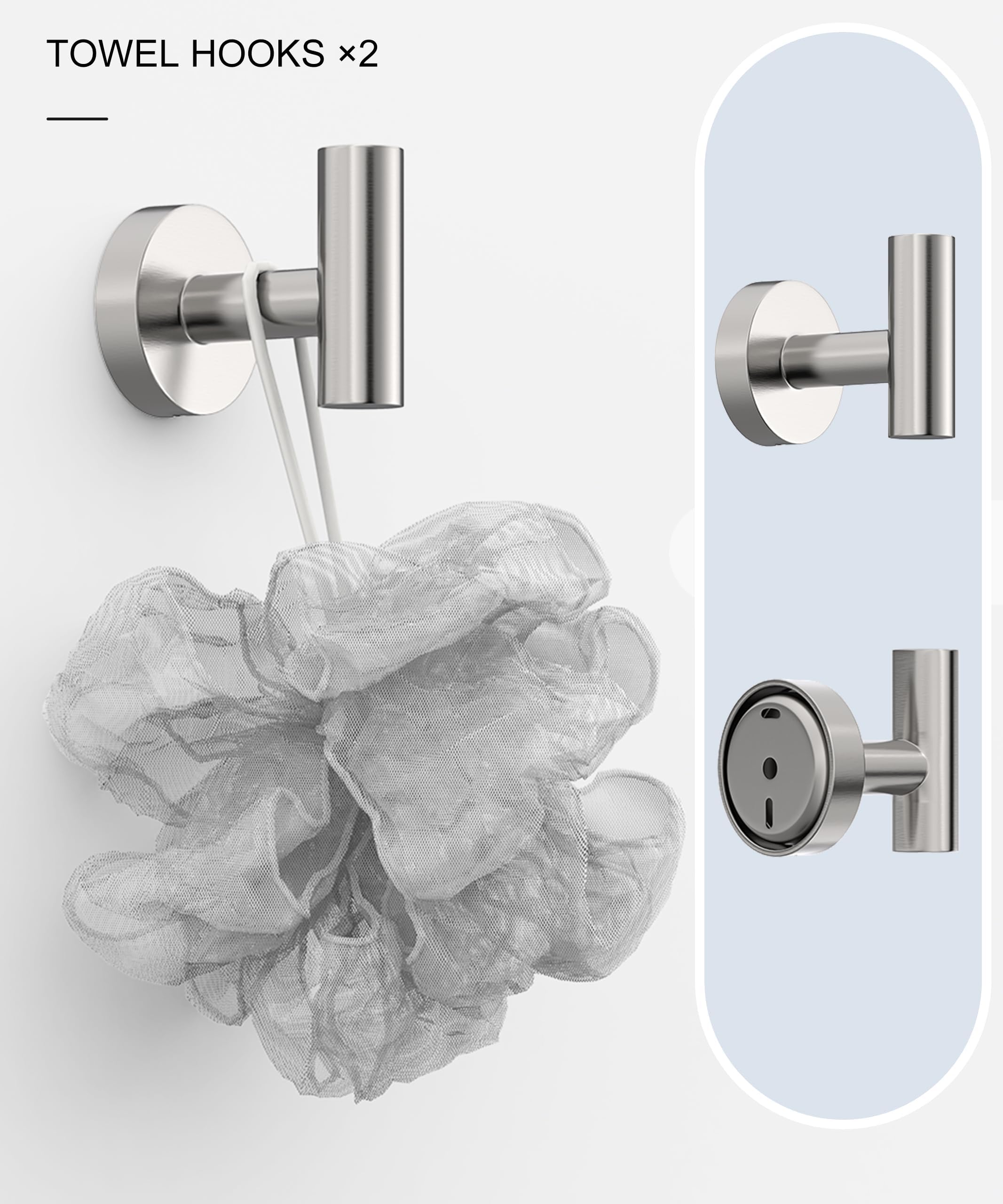 Homemystique 6 Pcs Brushed Nickel Bathroom Accessories Hardware Set Sus304 Stainless Steel Hand Towel Bar Toilet Paper Holder To