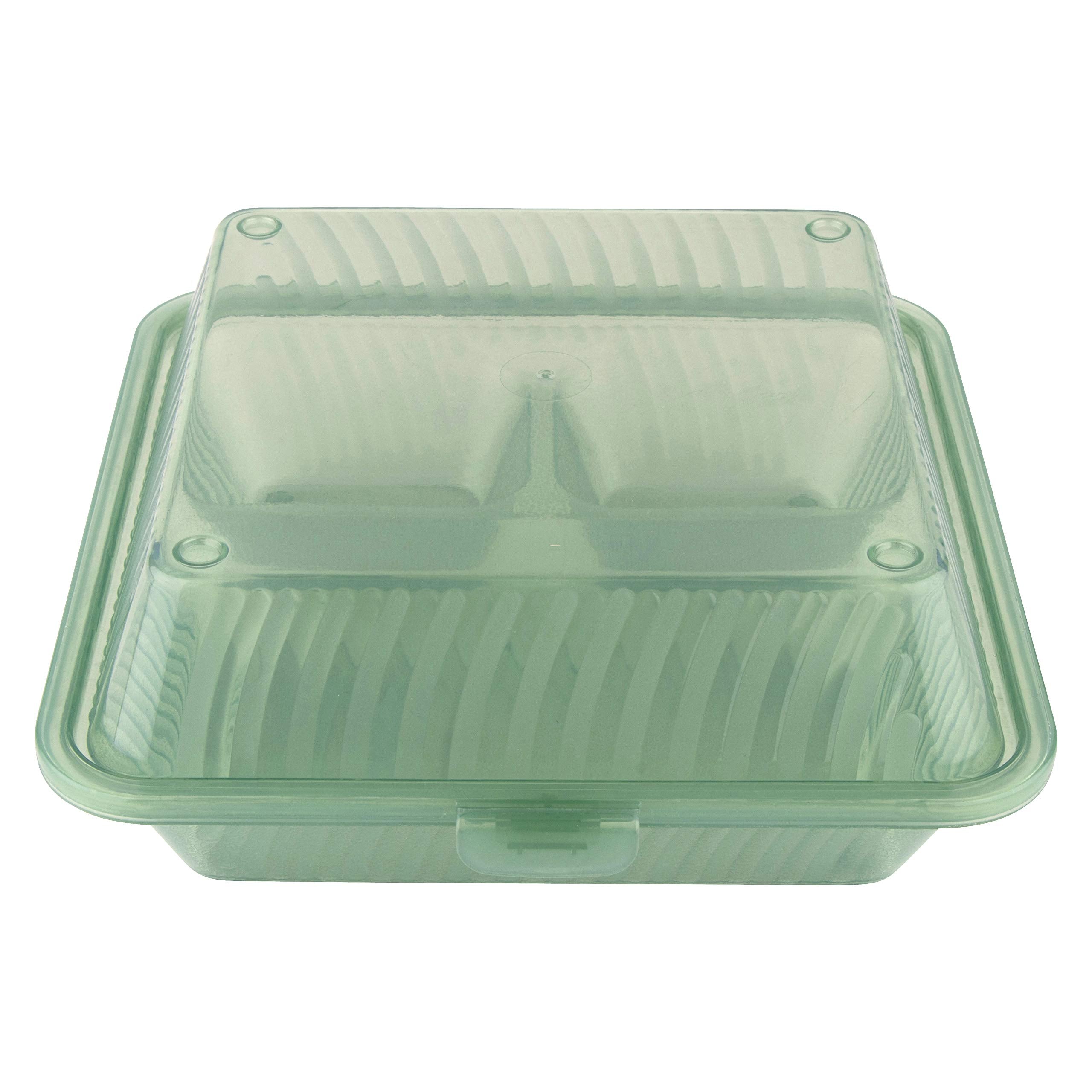 G.E.T. EC-09-1-JA 3-Compartment Take-Out Food Container, 9 x 9, Jade (Set of 12)