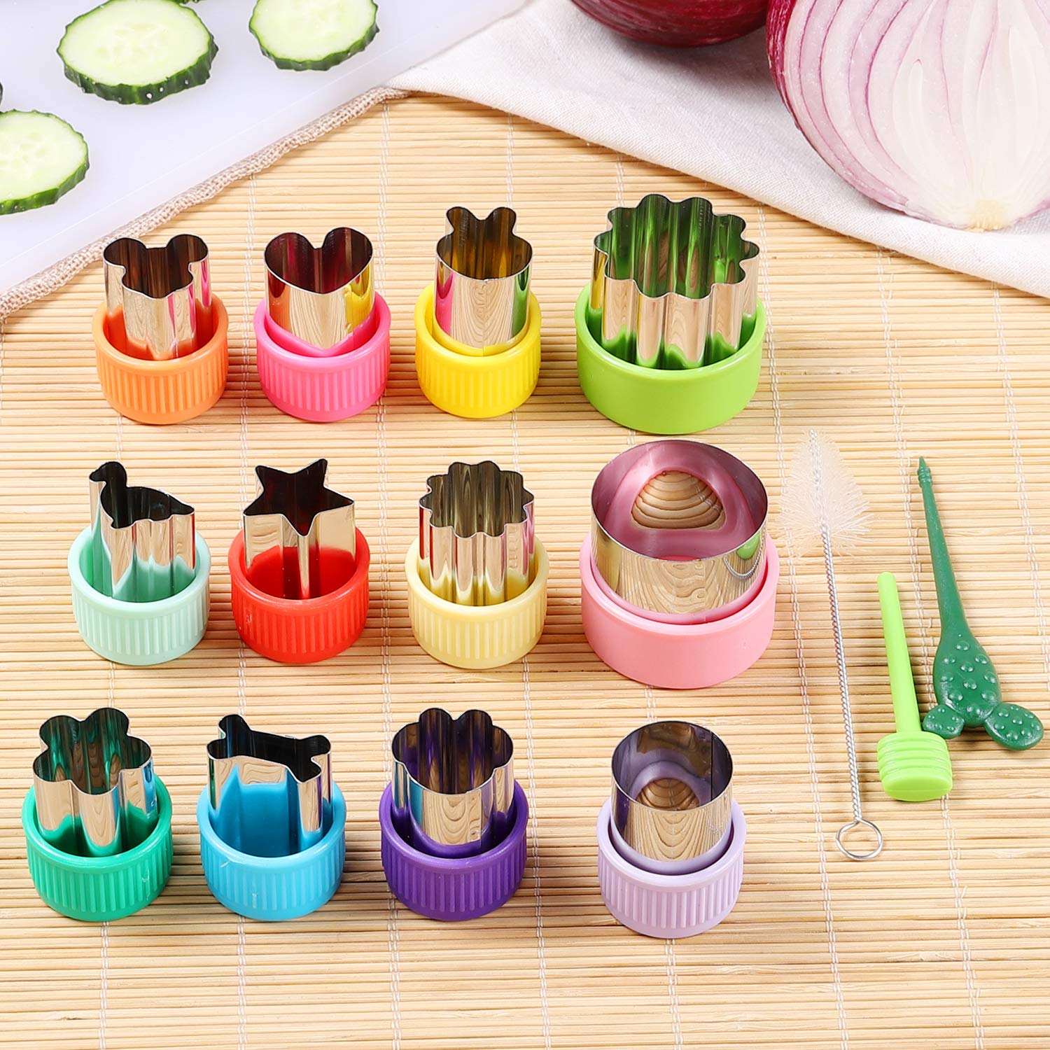 12 Pcs Mini Cookie Cutters Vegetable Cutter Shapes Sets Fruit Stamps Mold