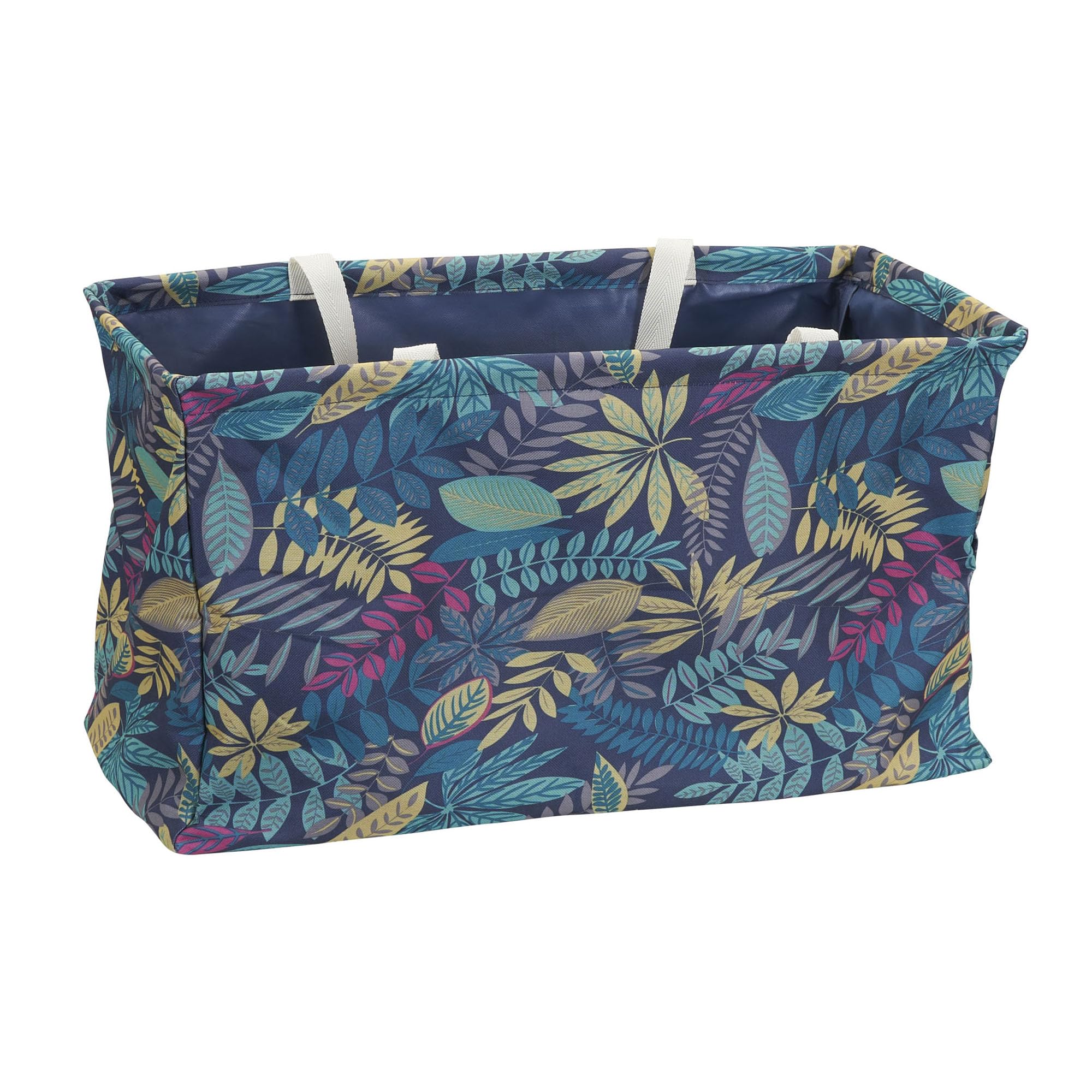 Household Essentials Krush Canvas Utility Tote| Reusable Beach Bag | Blue Palm Leaf