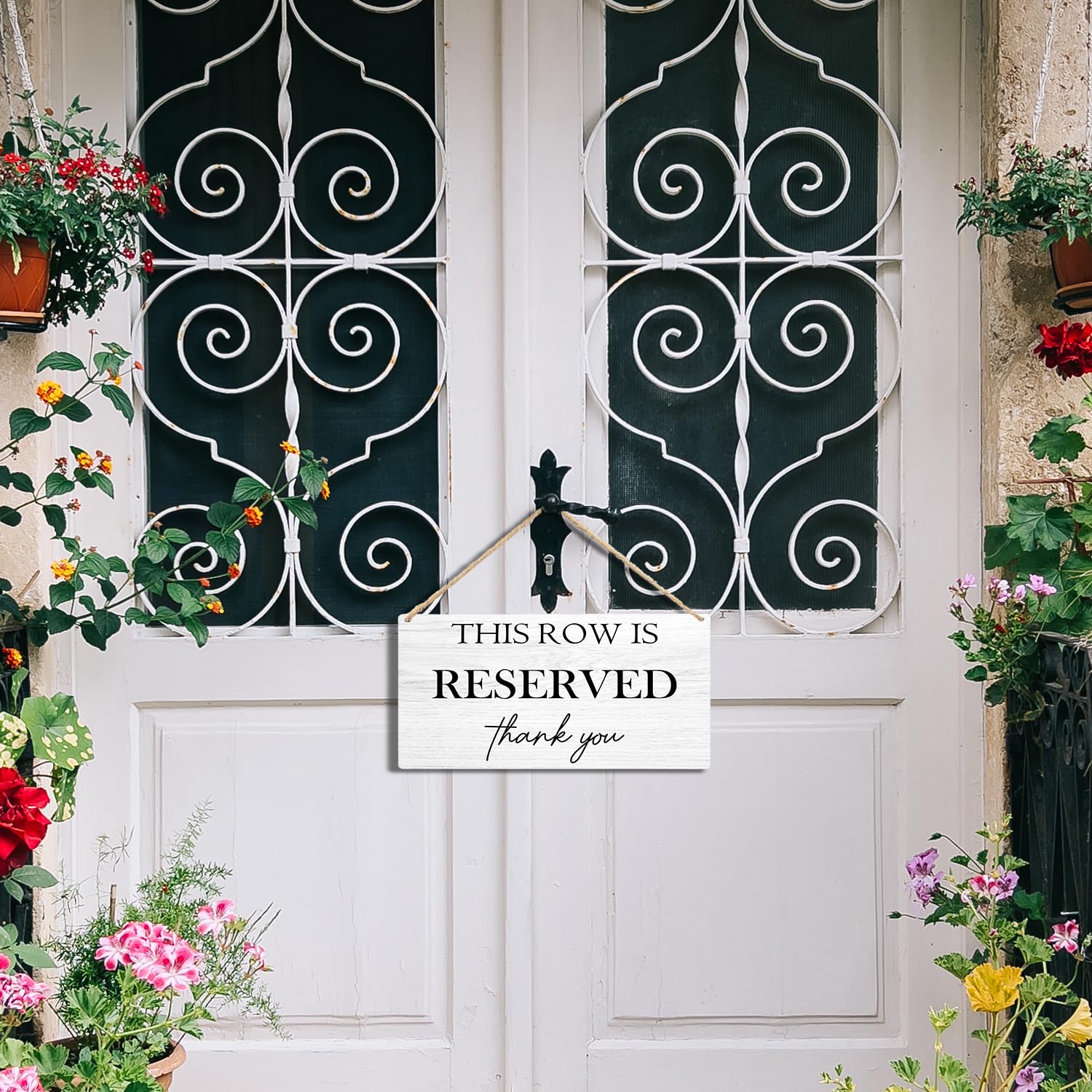 Ryeolo Reserved Row Signs for Wedding - Wood Hanging Sign for Chairs, Seating - 11.8x5.9 Inch