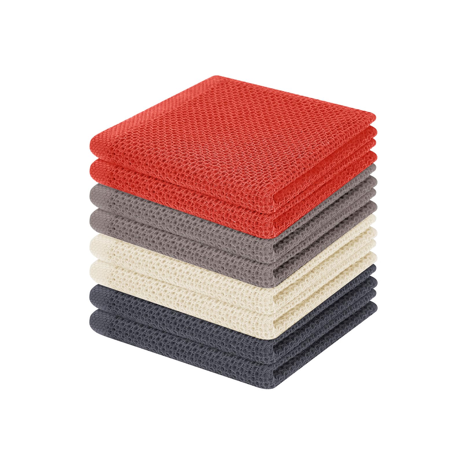Homaxy 100% Cotton Waffle Weave Kitchen Dish Cloths, Ultra Soft Absorbent Quick Drying Dish Towels, 12 x 12 Inches, 8-Pack, Mult