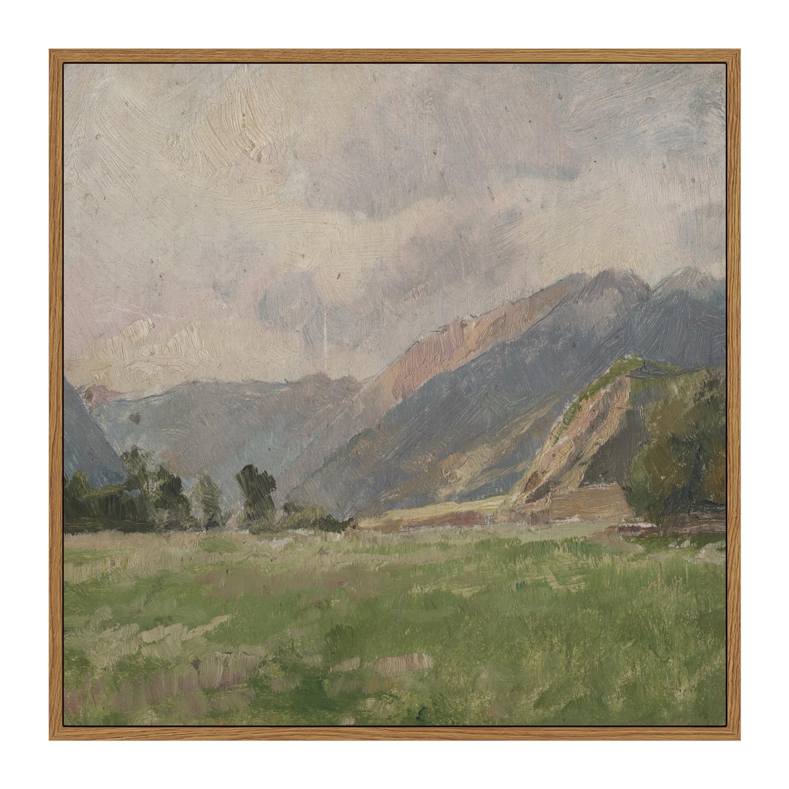 Insimsea Square Framed Canvas Wall Art, Room Decor Vast Prairie Mountain Wall Art Decor, Natural Scenery Canvas Paintings, Wall