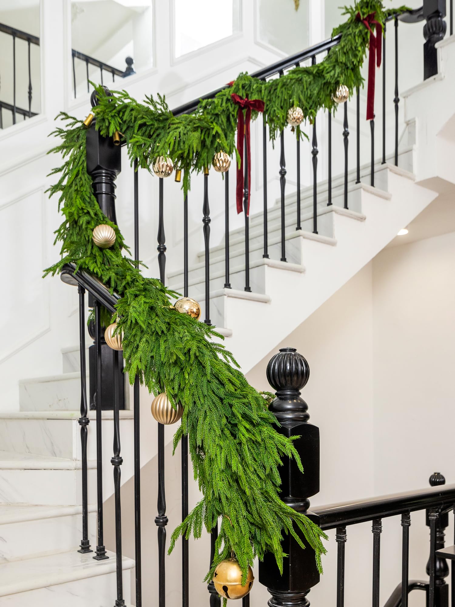 15FT Extra Full Christmas Garland Norfolk Pine Garland Realistic Artificial Christmas Greenery Garland for Mantle Stairs Railing