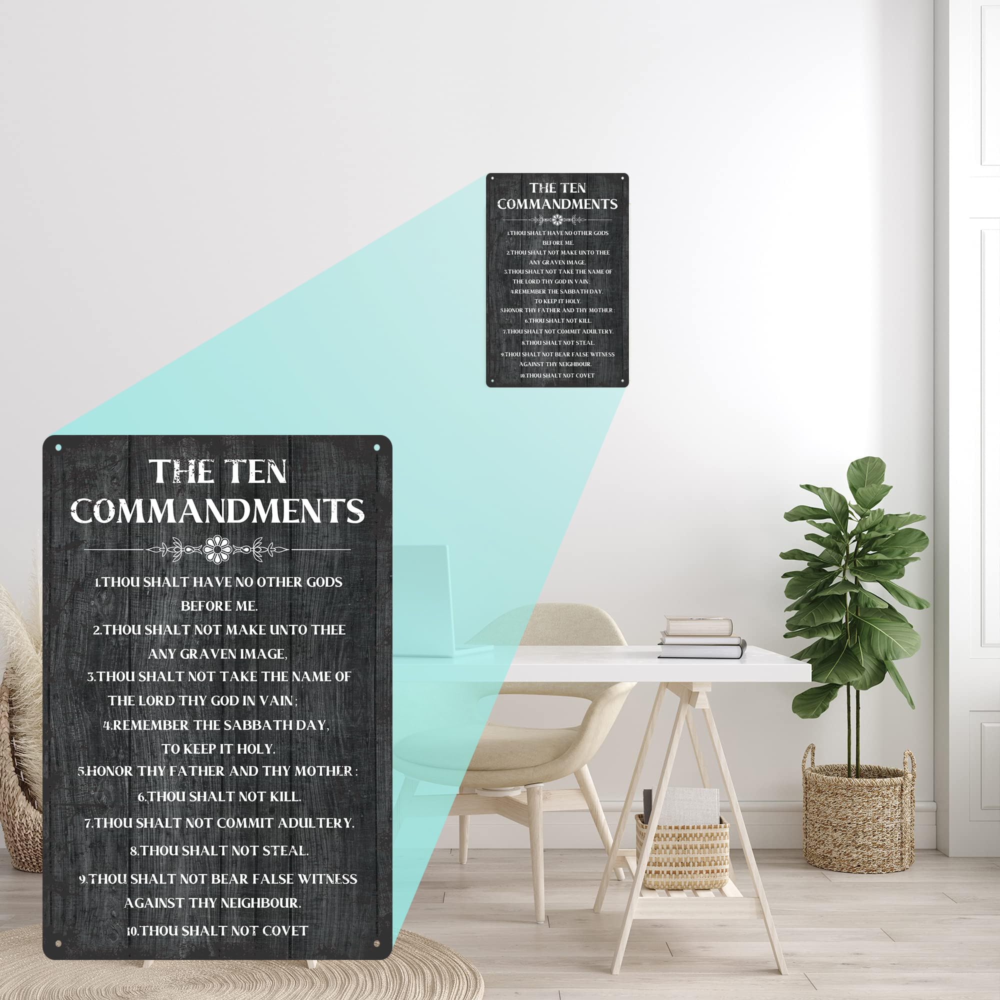 The Ten Commandments Thou Shalt Have No Other Gods Before Me Metal Hanging Sign Inspirational Signs Gift Farmhouse Rustic Wall A