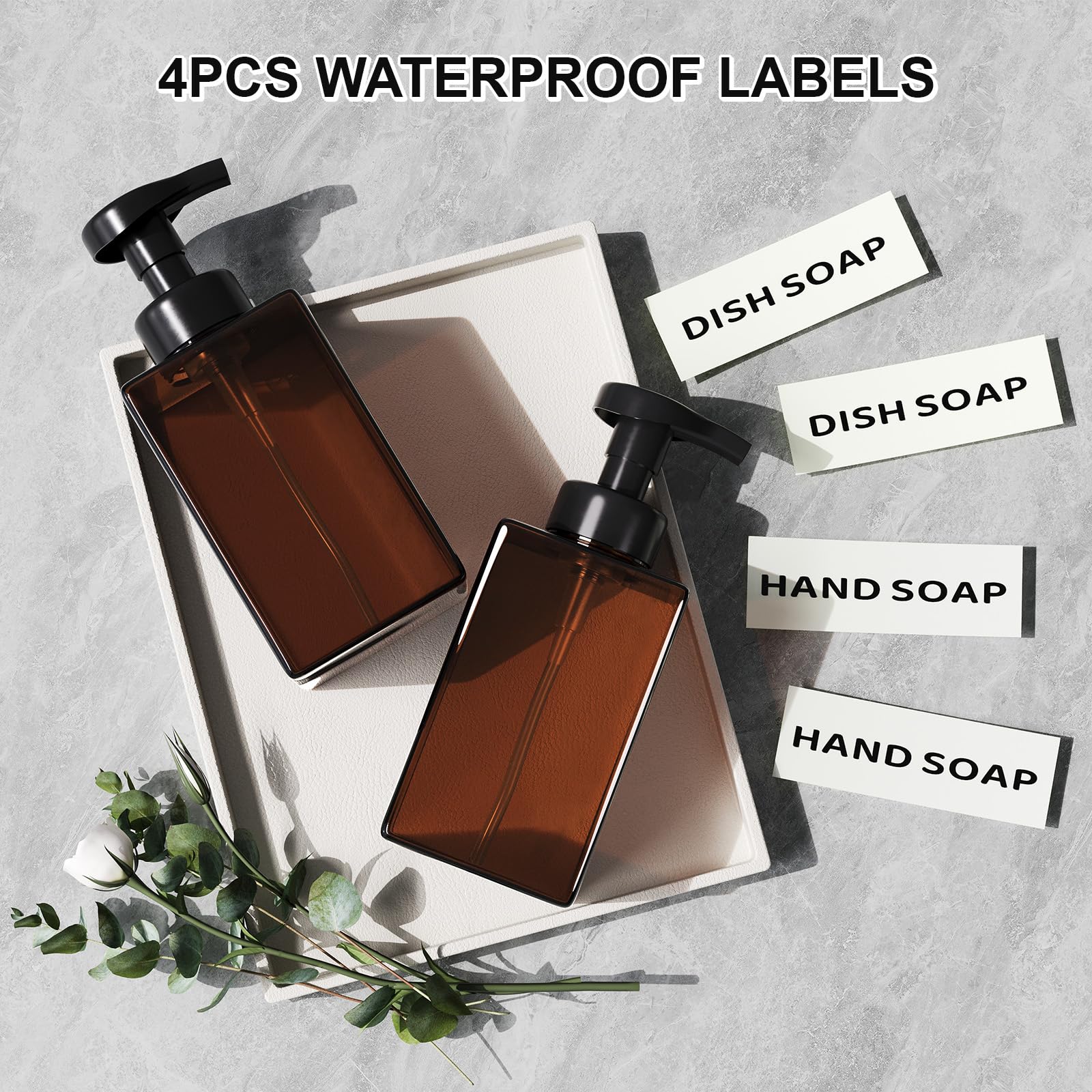 Kzeirm Foaming Soap Dispenser, Amber Foam Soap Dispenser, Refillable Foaming Hand Soap Dispenser, Set Of 2 Foam Pump Bottle, Bro