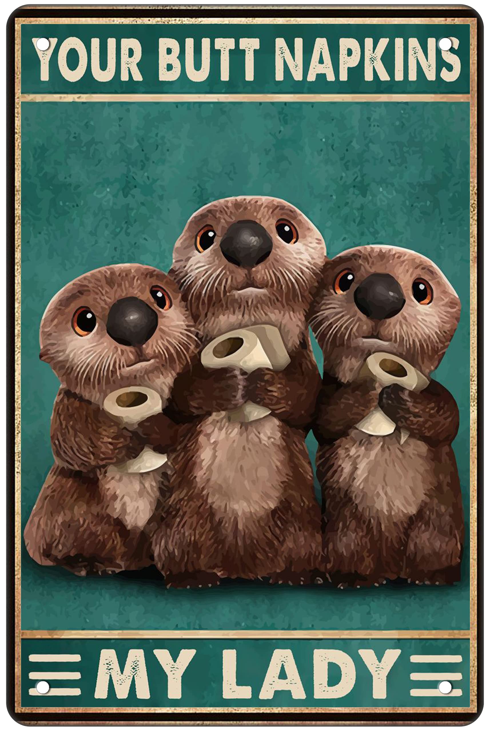 Otters Decor Gothic Decor Funny Bathroom Decor Sign Medieval Decor Bathroom Napkins Decor Retro Poster Toilet Cave Bar Home Coff