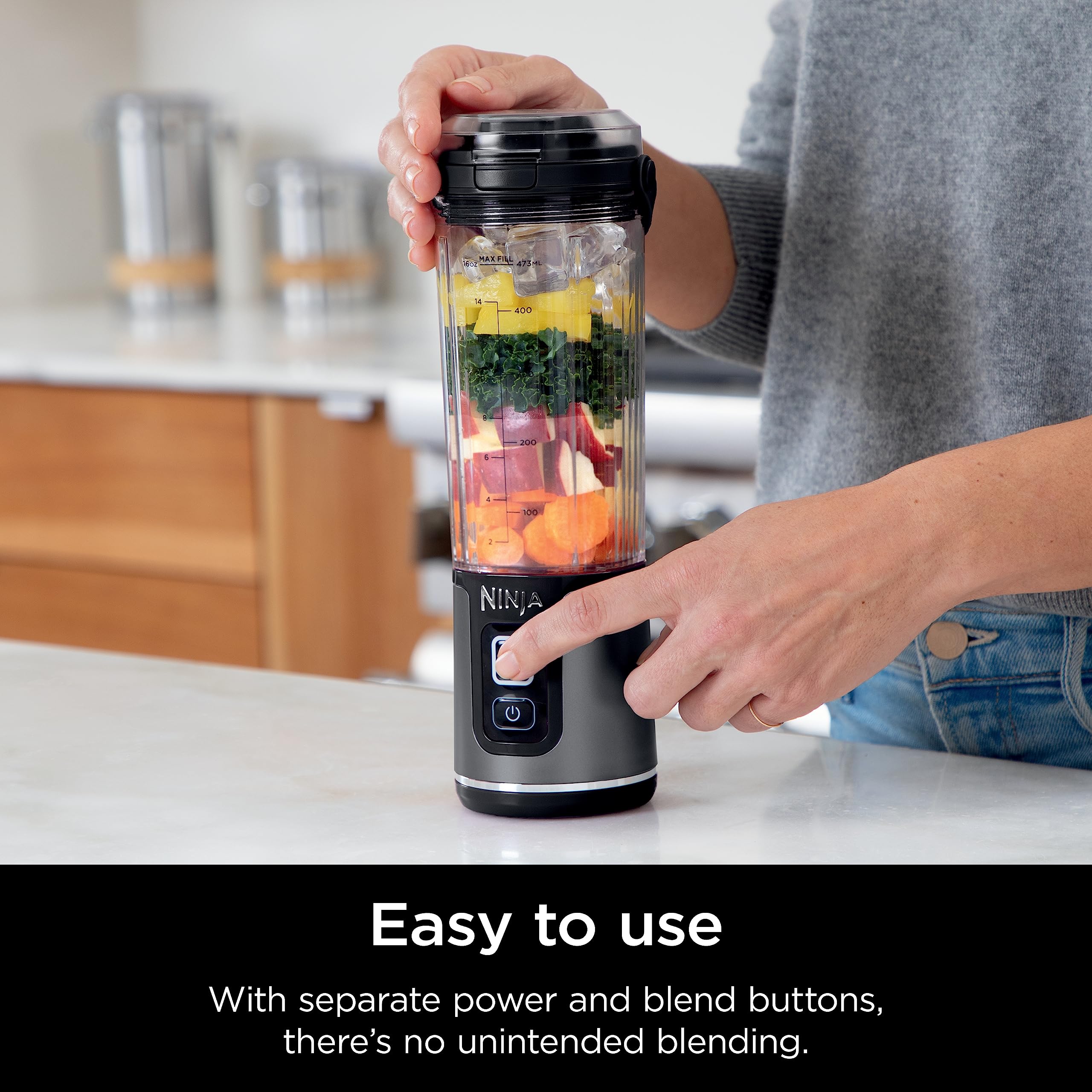 Ninja Bc151Bk Blast Portable Blender, Cordless, 18Oz. Vessel, Personal Blender-For Shakes & Smoothies, Bpa Free, Leakproof-Lid &