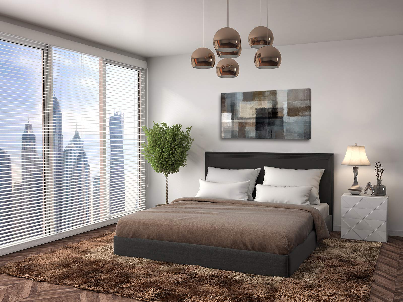 Cao Gen Decor Art A62450 Canvas Prints Abstract Wall Art Print Paintings Grey and Brown Home Decor Framed Ready to hang for Living Room Bedroom and Office Home Kitchen Artwork