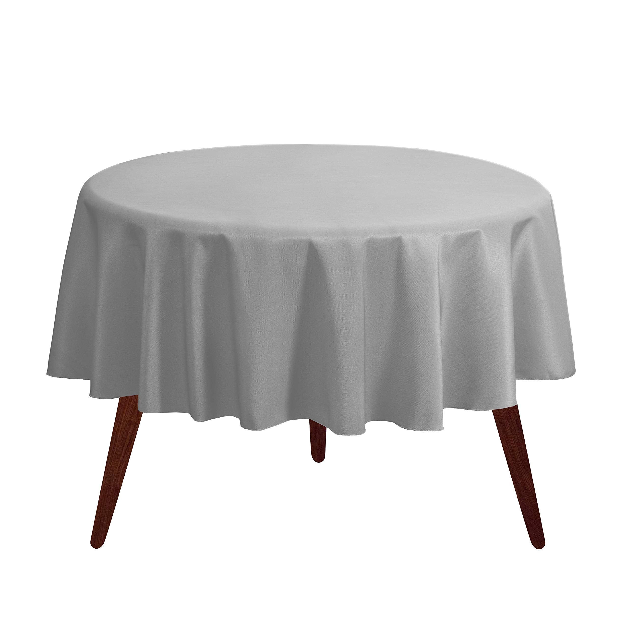 Gee Di Moda Round Tablecloth - 70 Inch Silver Round Table Cloth For 24 To 48 Inch Round Tables - Heavy Duty Washable Fabric - Fo