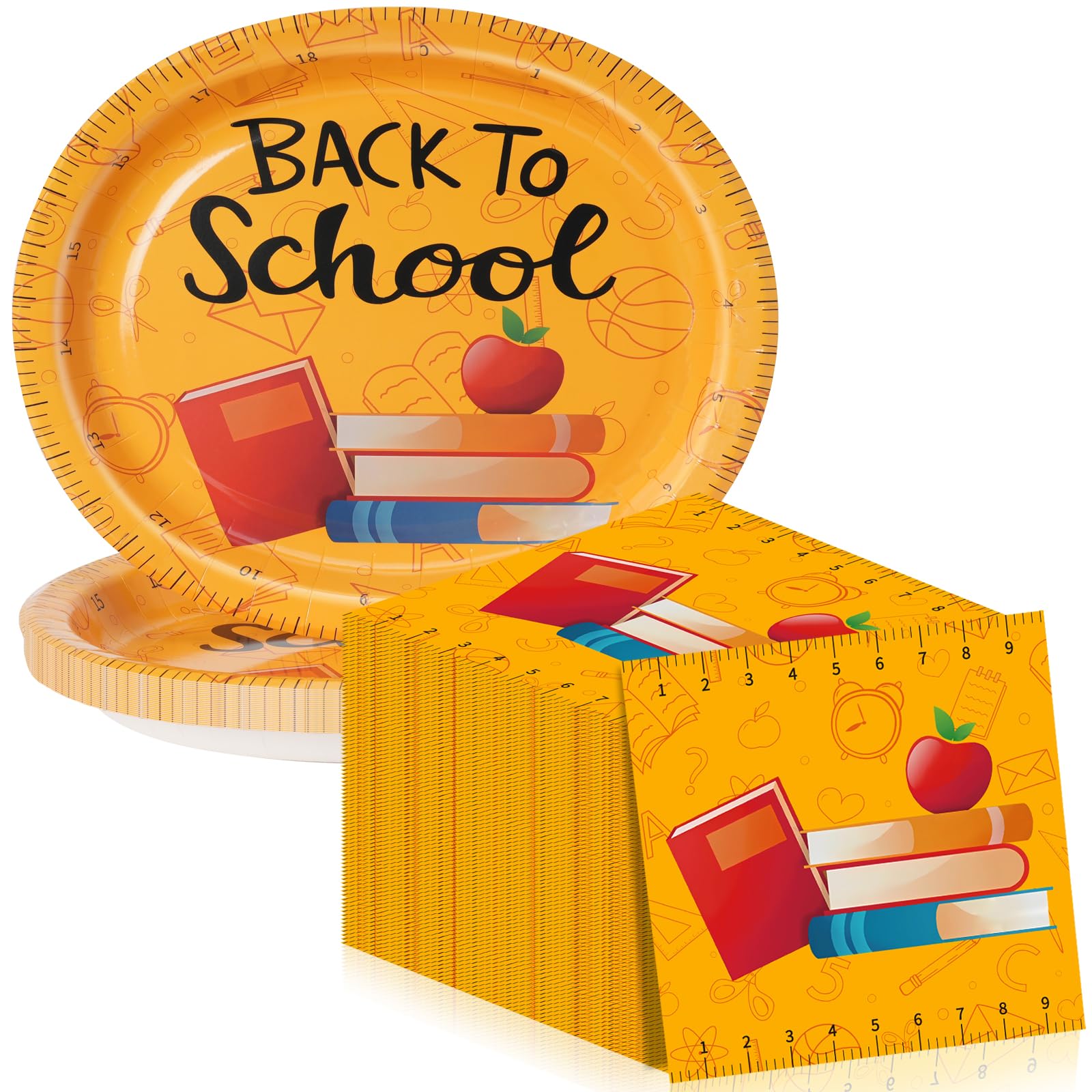 Dereinwo 50Pcs Thanksgiving Large 12 x 10 Oval Paper Plates and Napkins Disposable Heavy Duty Paper Plates and Napkins for Thank