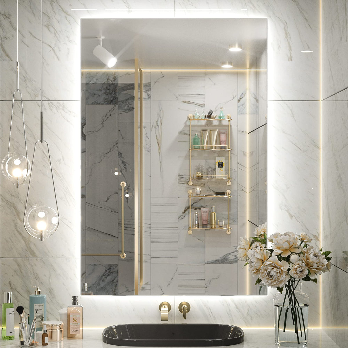 Keonjinn Led Bathroom Mirror, 24 X 36 Inch Led Mirror Lighted Bathroom Mirror, Anti Fog Acrylic Backlit Vanity Mirror With Light