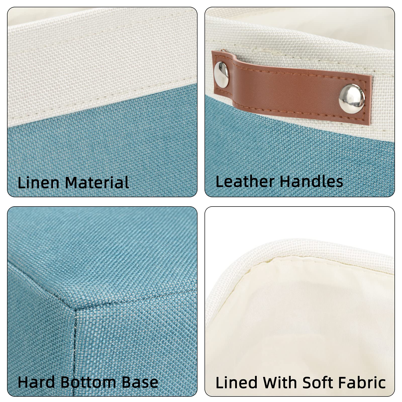 Dullemelo Large Collapsible Storage Basket/Bin With Sturdy Leather Handles, Fabric Organizer Bin For Storage Clothes, Toys, Book