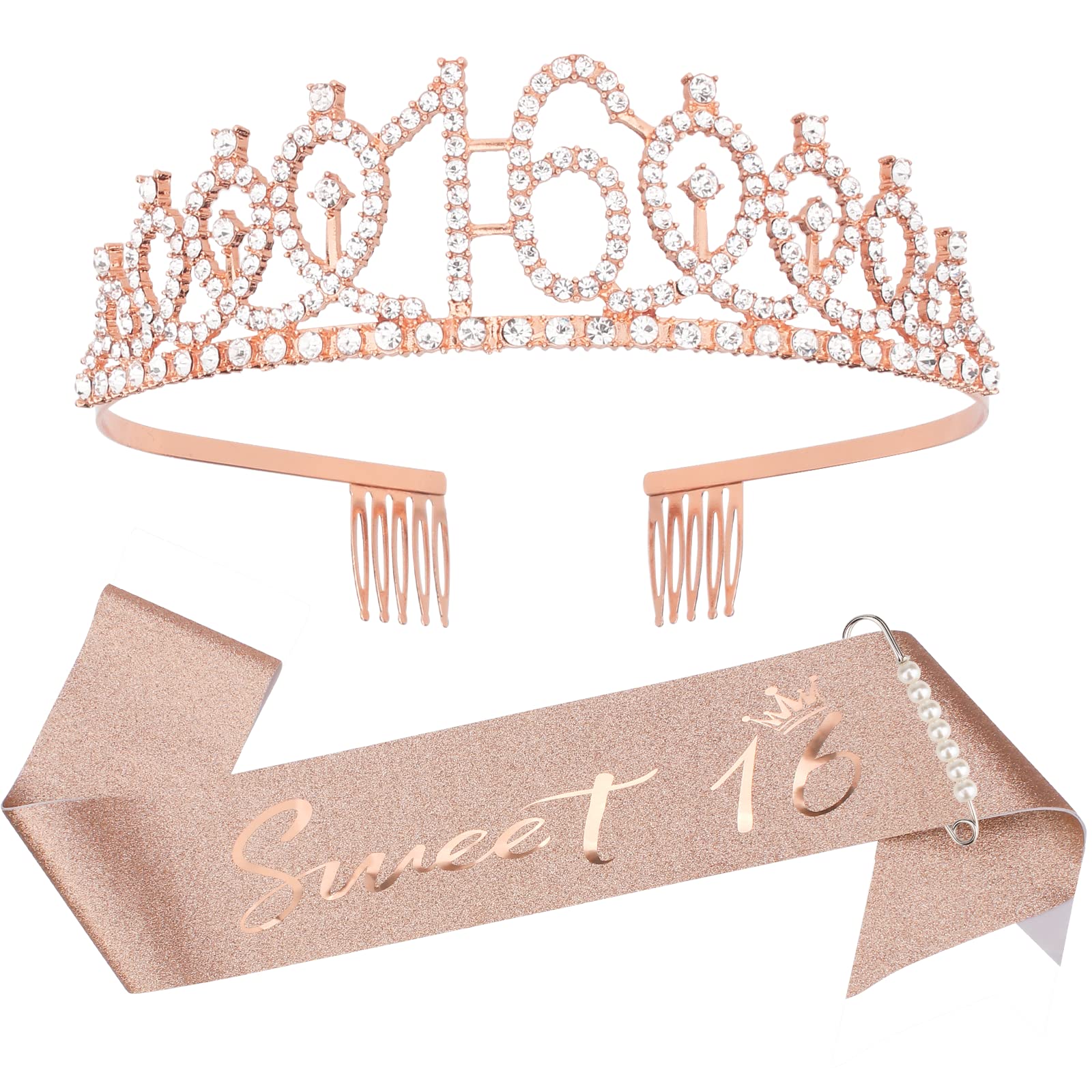 16Th Birthday Crown And Sash Kit-  ''Sweet 16 ''Birthday Decorations 16Th Birthday Party Gifts Birthday Party Supplies For Girls
