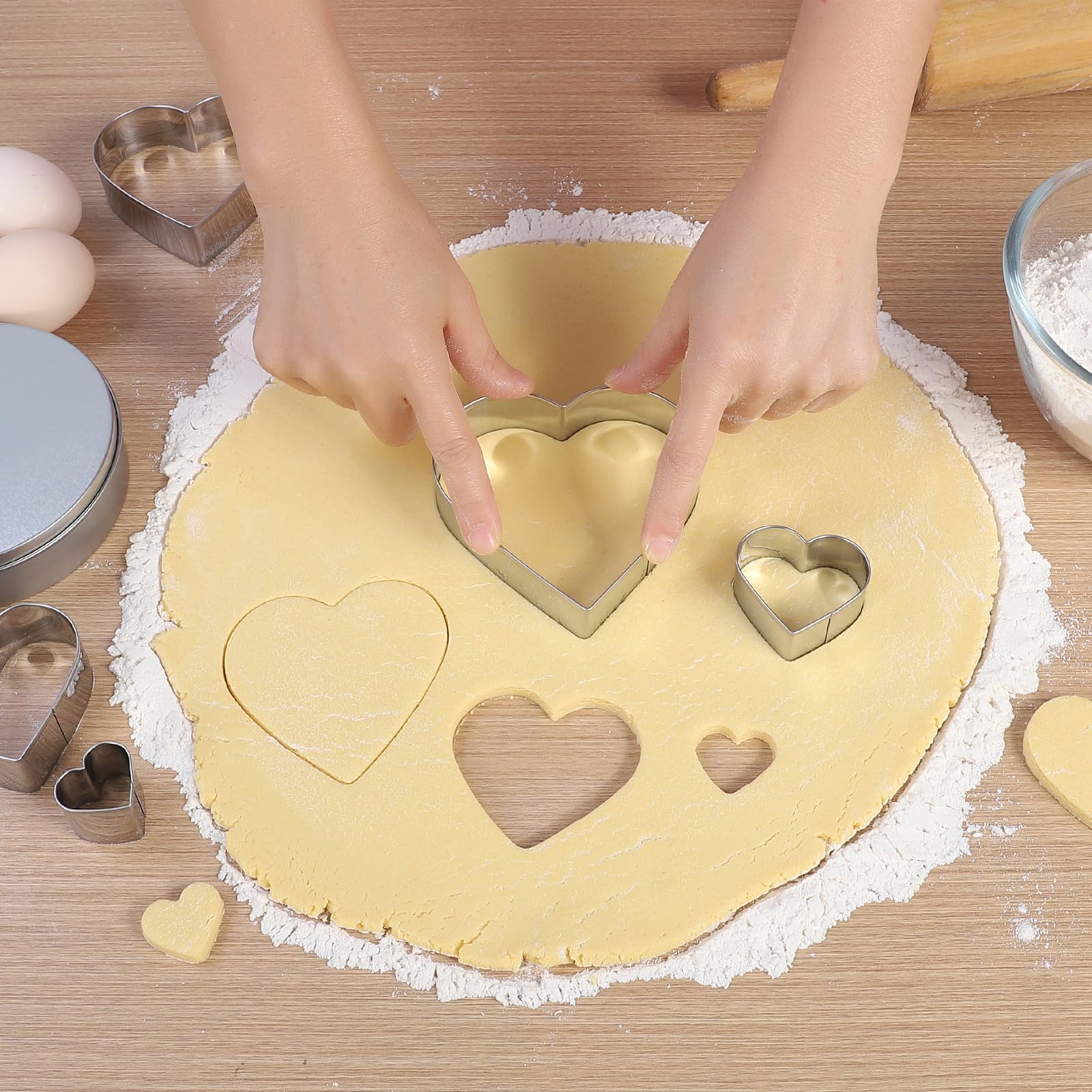 Heart Cookie Cutter Set - 5 Pcs Love Shaped Cookie Molds For Valentines Day Holiday Birthday Party - Stainless Steel (4.21 3.4
