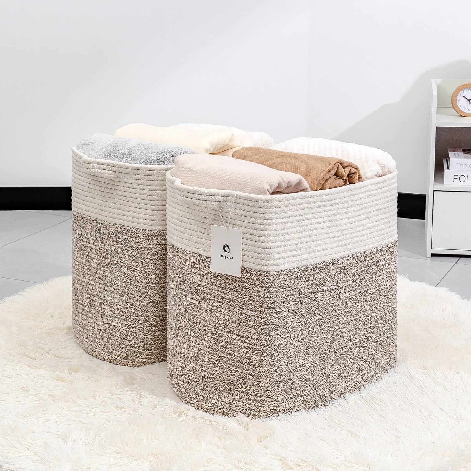 Laughbird Collapsible Laundry For Hamper,Medium Large Storage Bins Fabric Storage Box, Closet Organizer,Hampers Foldable Fabric