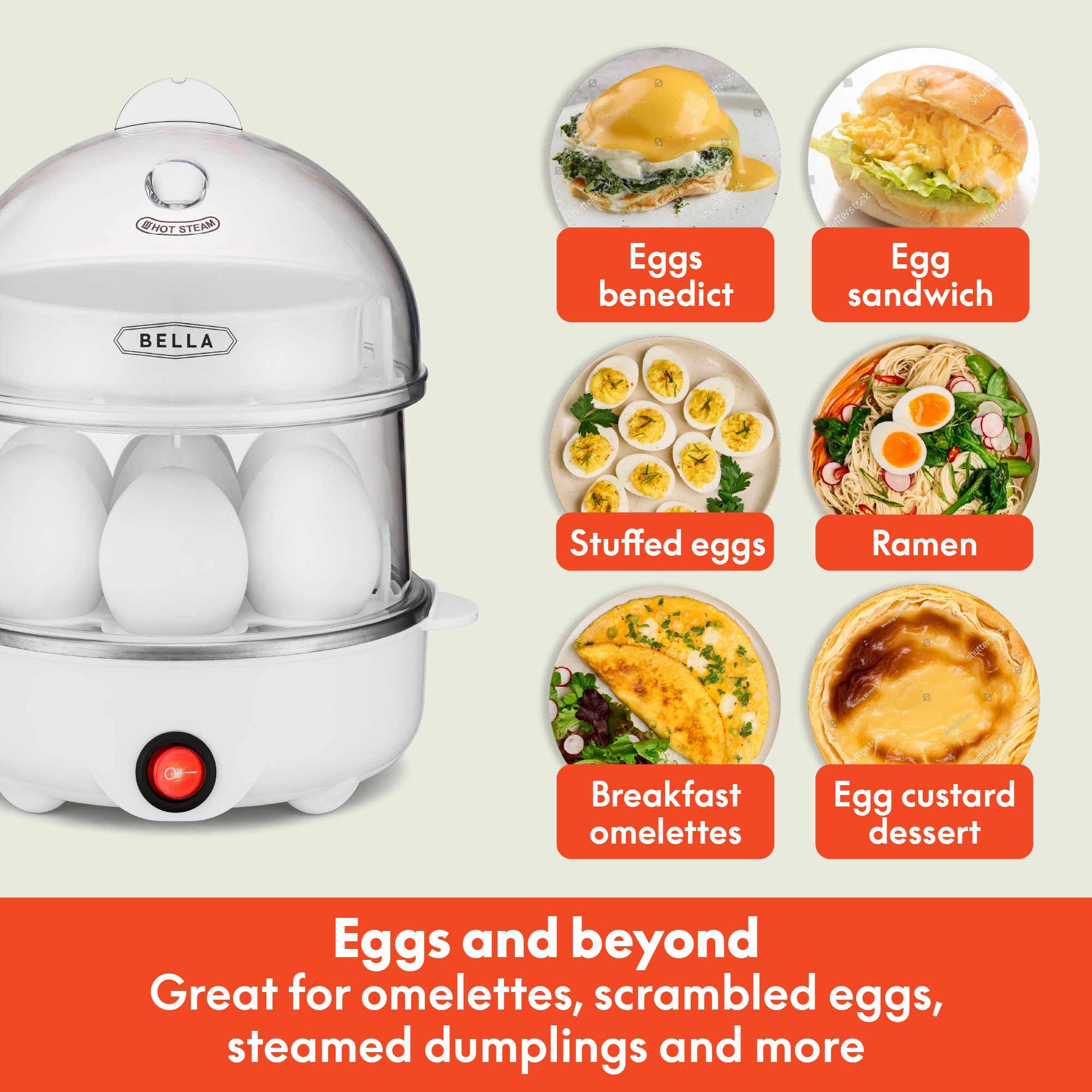 Bella Rapid Electric Egg Cooker And Poacher With Auto Shut Off For Omelet, Soft, Medium And Hard Boiled Eggs, 14 Egg Capacity Tr