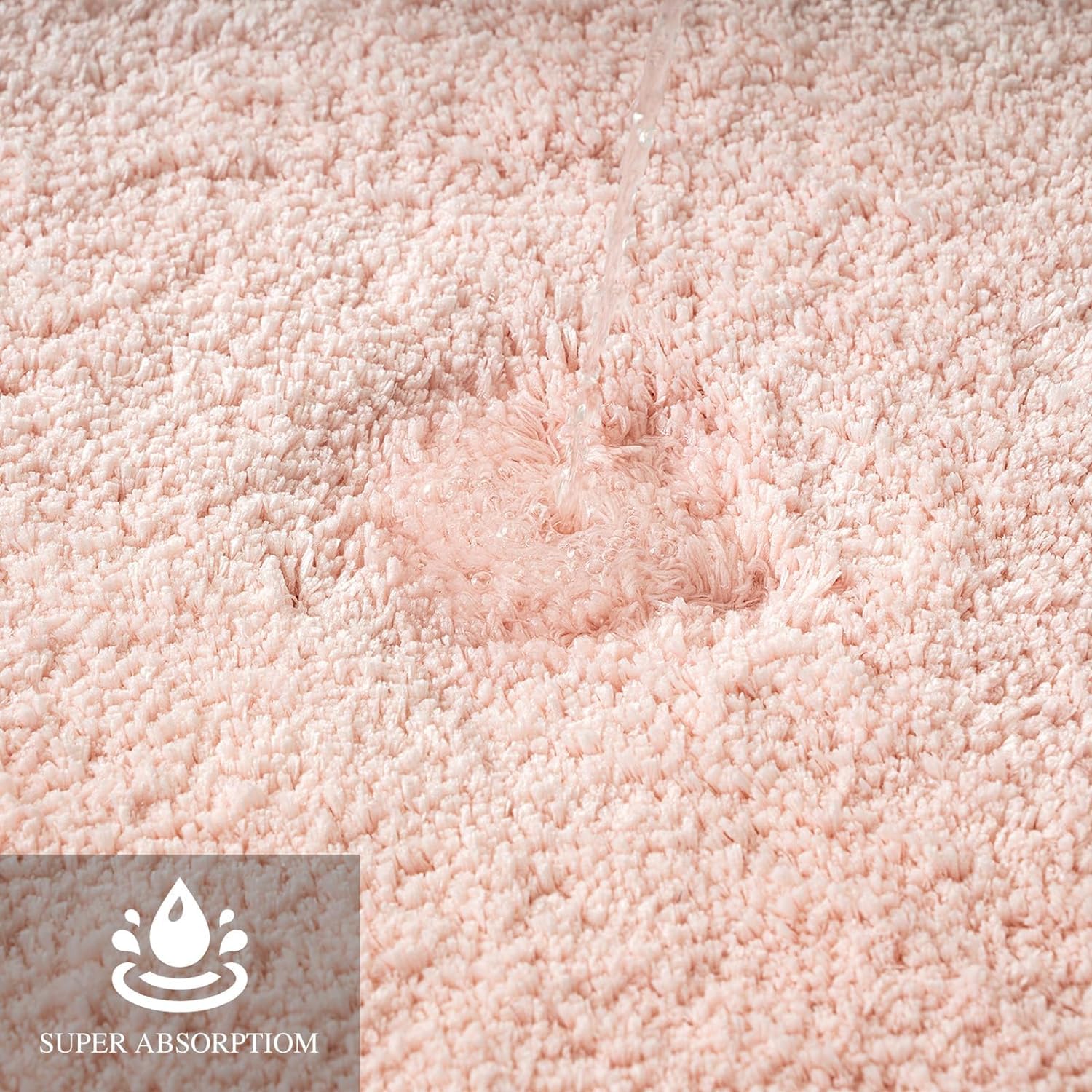 Miulee Pink Bathroom Rugs Set 2 Piece, Non Slip Bath Mat With Absorbent Microfiber, Ultra Soft Thick Rugs For Bathroom Floor Tub
