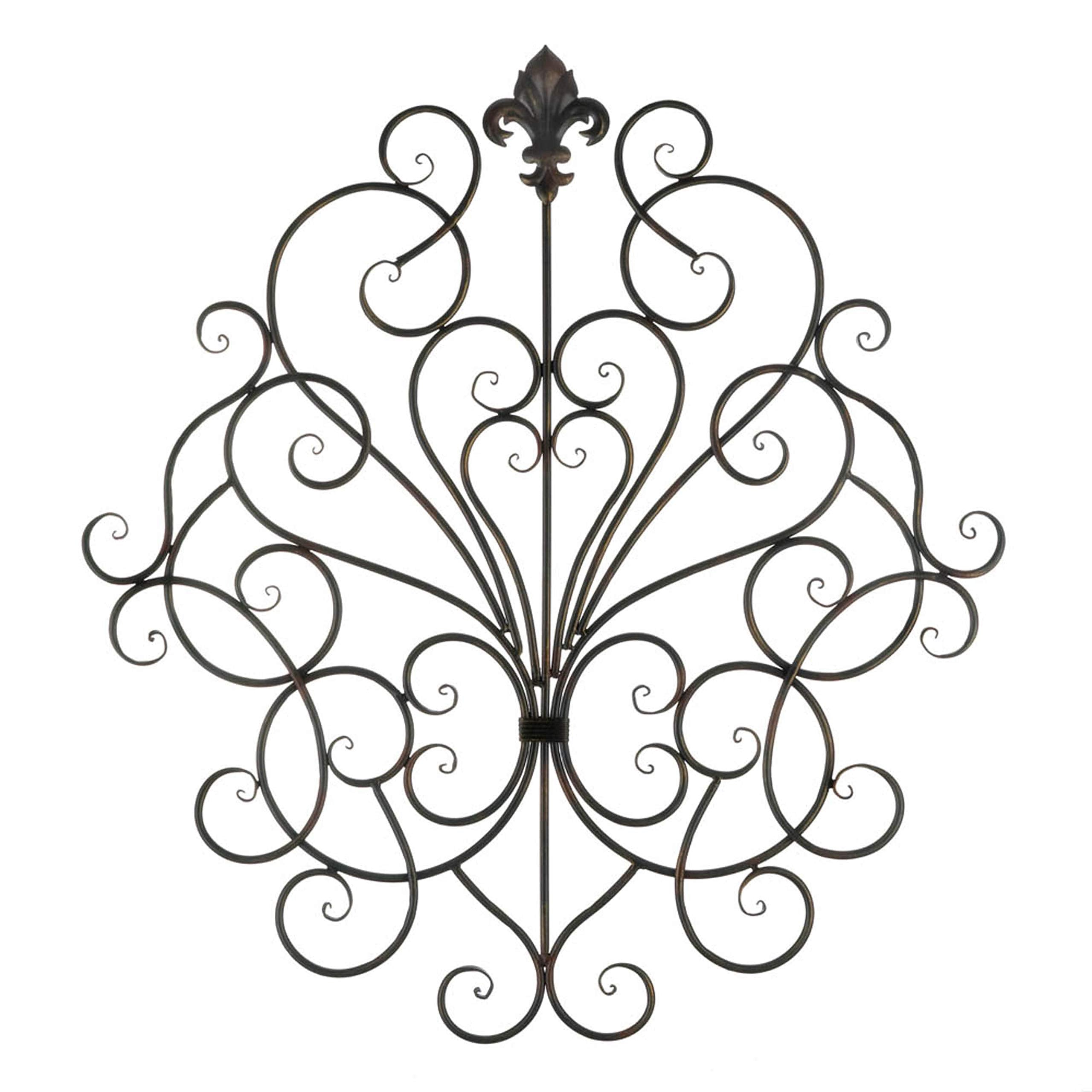 Accent Plus Fleur-De-Lis Scrollwork Wall Plaque 27x0.25x29.5