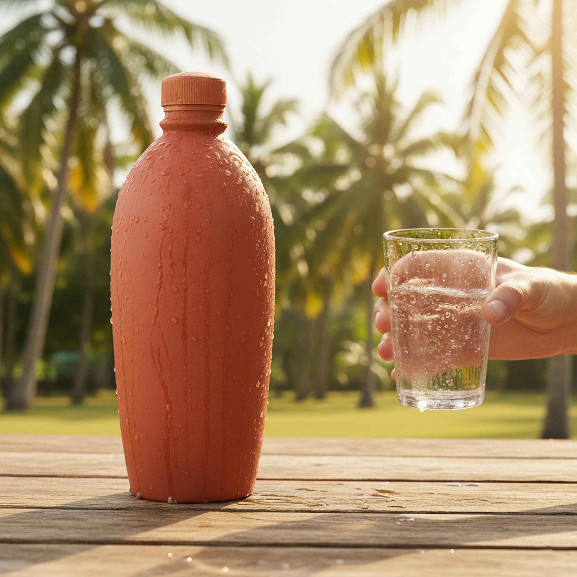 Onlinch Mitti Ke Bottle Clay Water Bottle Terracota Bopttle, Earthenware Mud Pot For Drinking Water, Cooling Effect, ChemicalFr