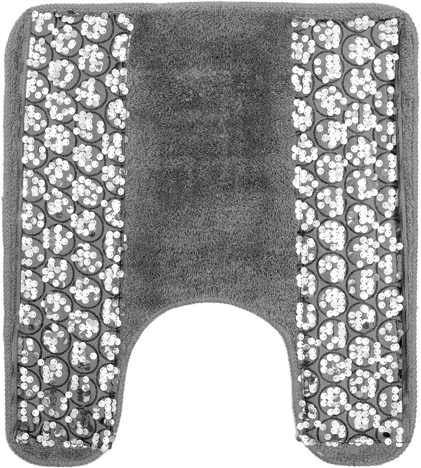 Zahari Home Sinatra Bath Rug Contour Contemporary Decorative Beautiful Design Size 24'' X 21'', Silver