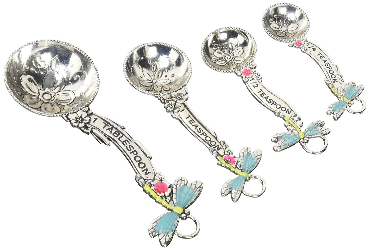 Ganz 4-Piece Set, Dragonflies Measuring Spoon, One Size, Silver