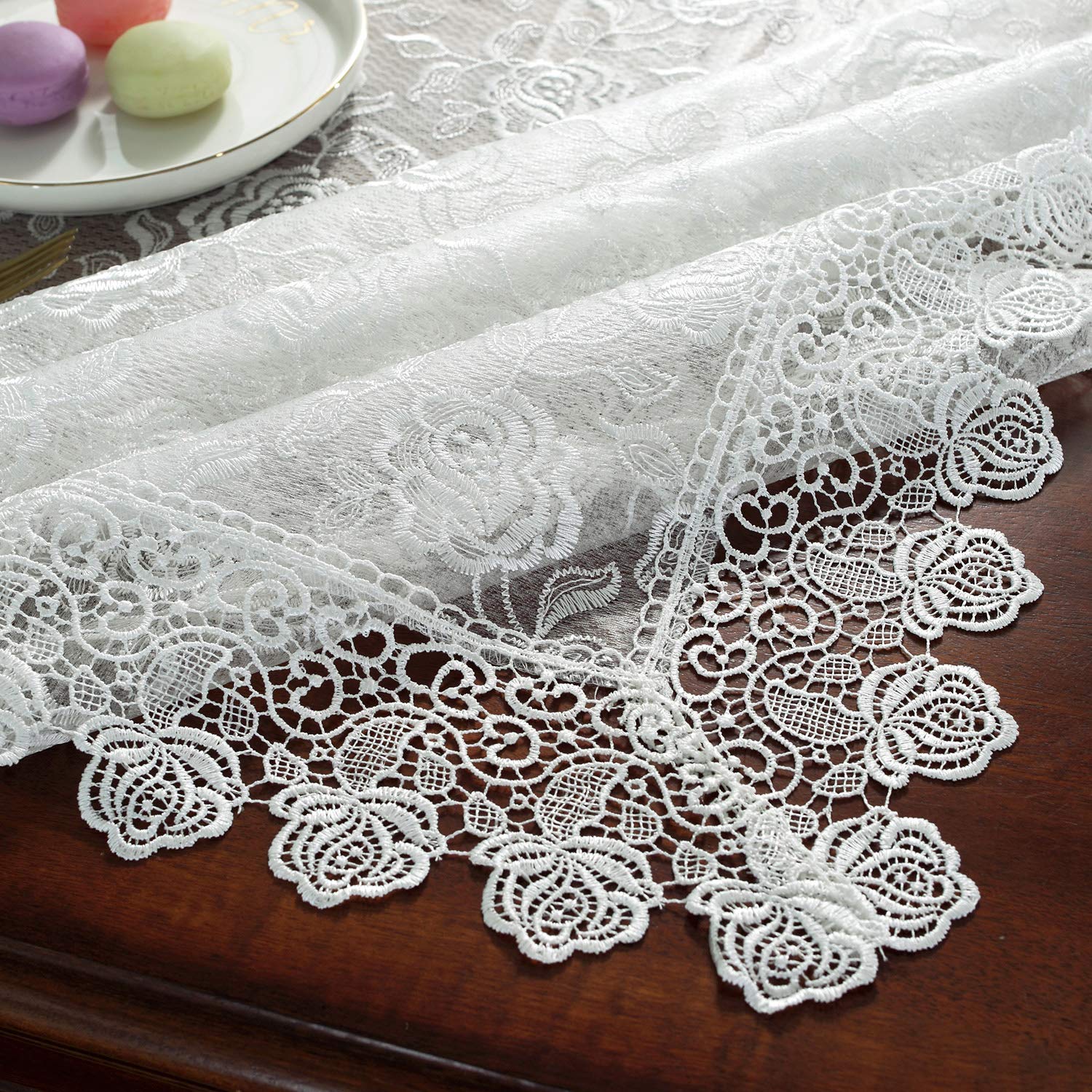 Sutavia Lace Tablecloth Embroidered Lace Table Cover For Square Small Table Classic Dustproof Table Protector For Kitchen Dining