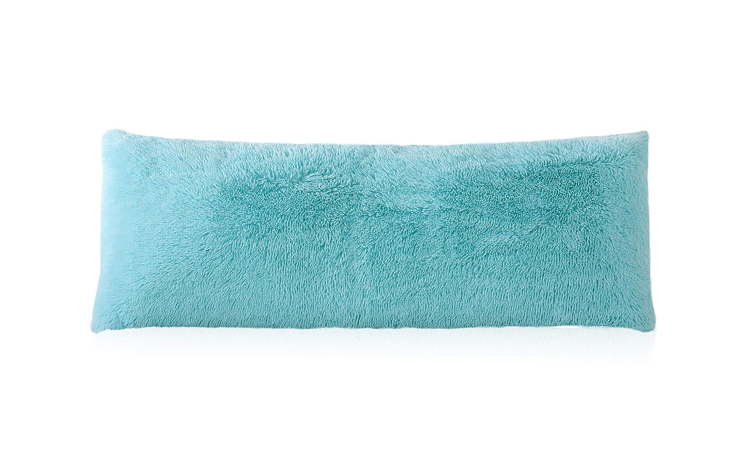 Reafort Luxury Long Hair, Pv Fur, Faux Fur Body Pillow Covercase 21X54 With Hidden Zipper Closure (Aqua, 21X54 Pillow Cover)