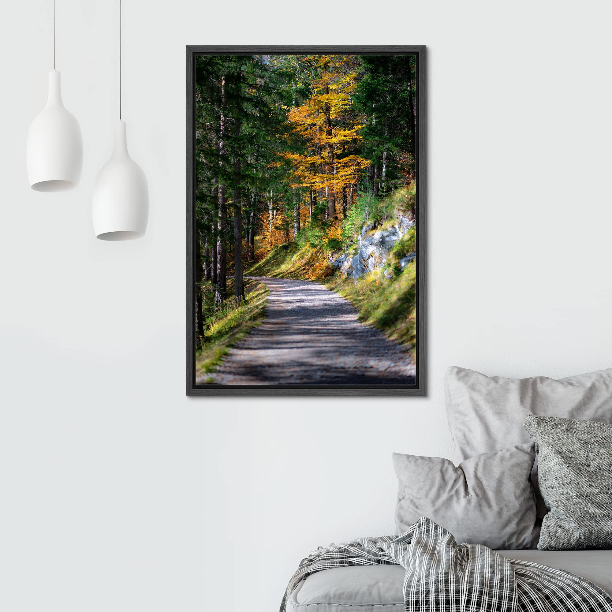 Signwin Framed Canvas Wall Art Green Forest Path Nature Forest Photography Realism Rustic Scenic Dramatic Multicolor Cool For Li