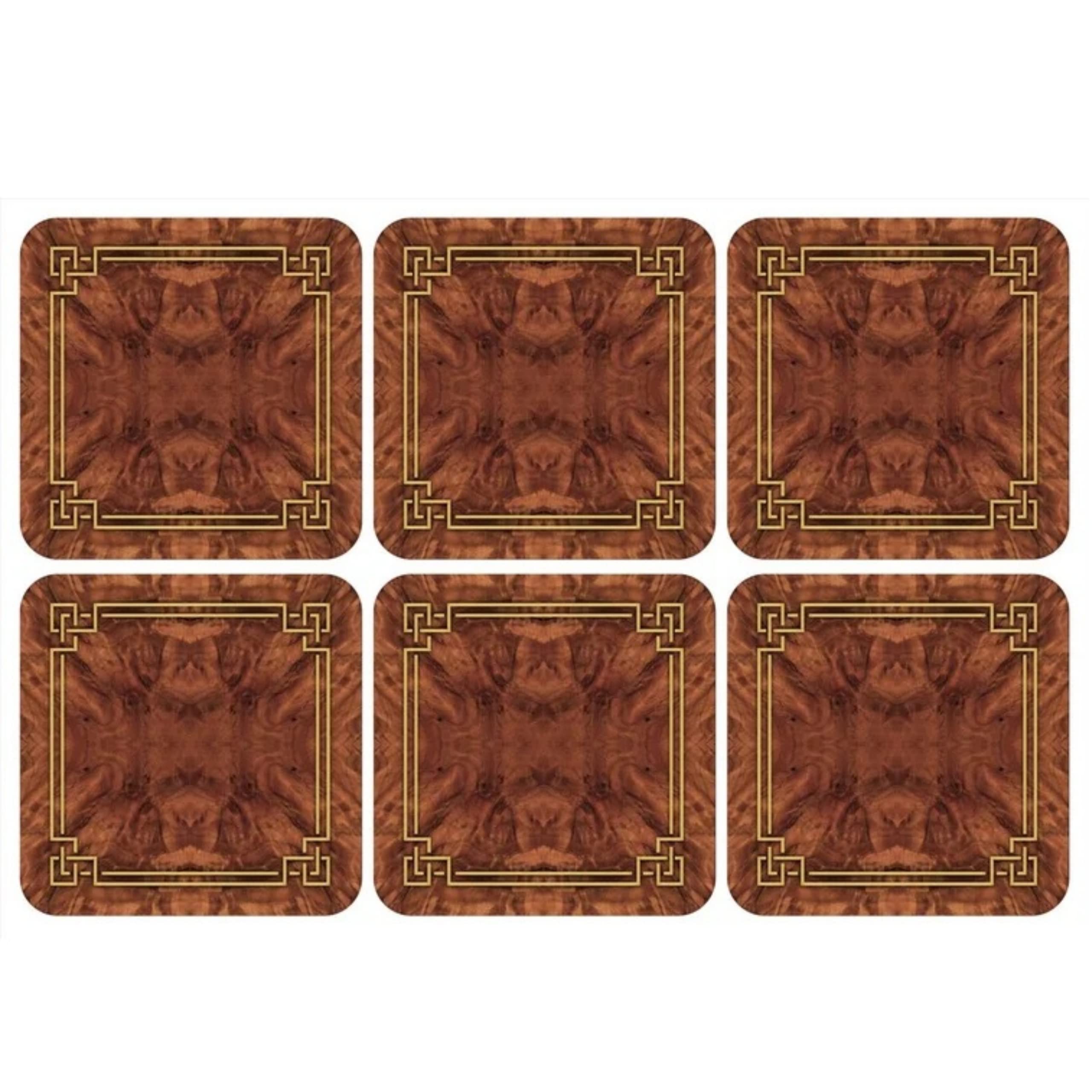 Pimpernel Walnut Burlap Collection Coasters | Set Of 6 | Cork Backed Board | Heat And Stain Resistant | Drinks Coaster For Table