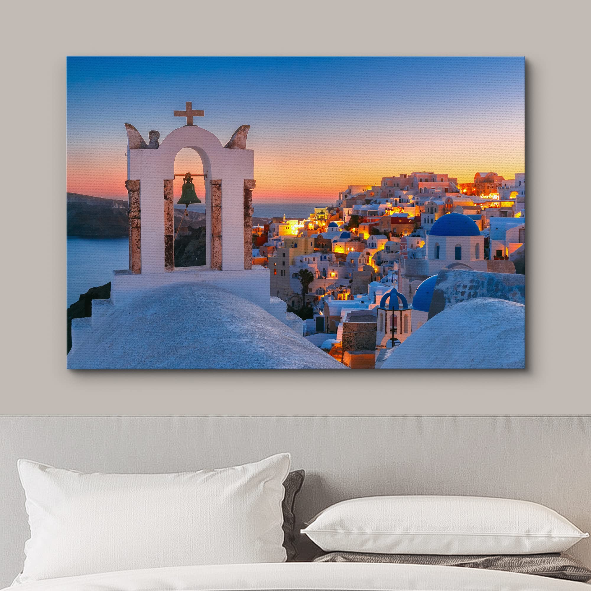 Wall26 Canvas Print Wall Art Duotone Sunset Dusk Over Santorini Greece Nature Wilderness Photography Realism Rustic Scenic Lands
