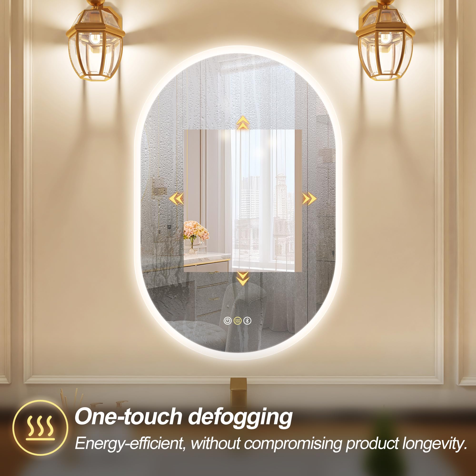 Starlead 24''X36'' Led-Oval-Bathroom-Mirror With Bluetooth Speaker, Lighted-Mirrors-For-Bathroom-Wall, Cri>90, Anti-Fog 3 Colors