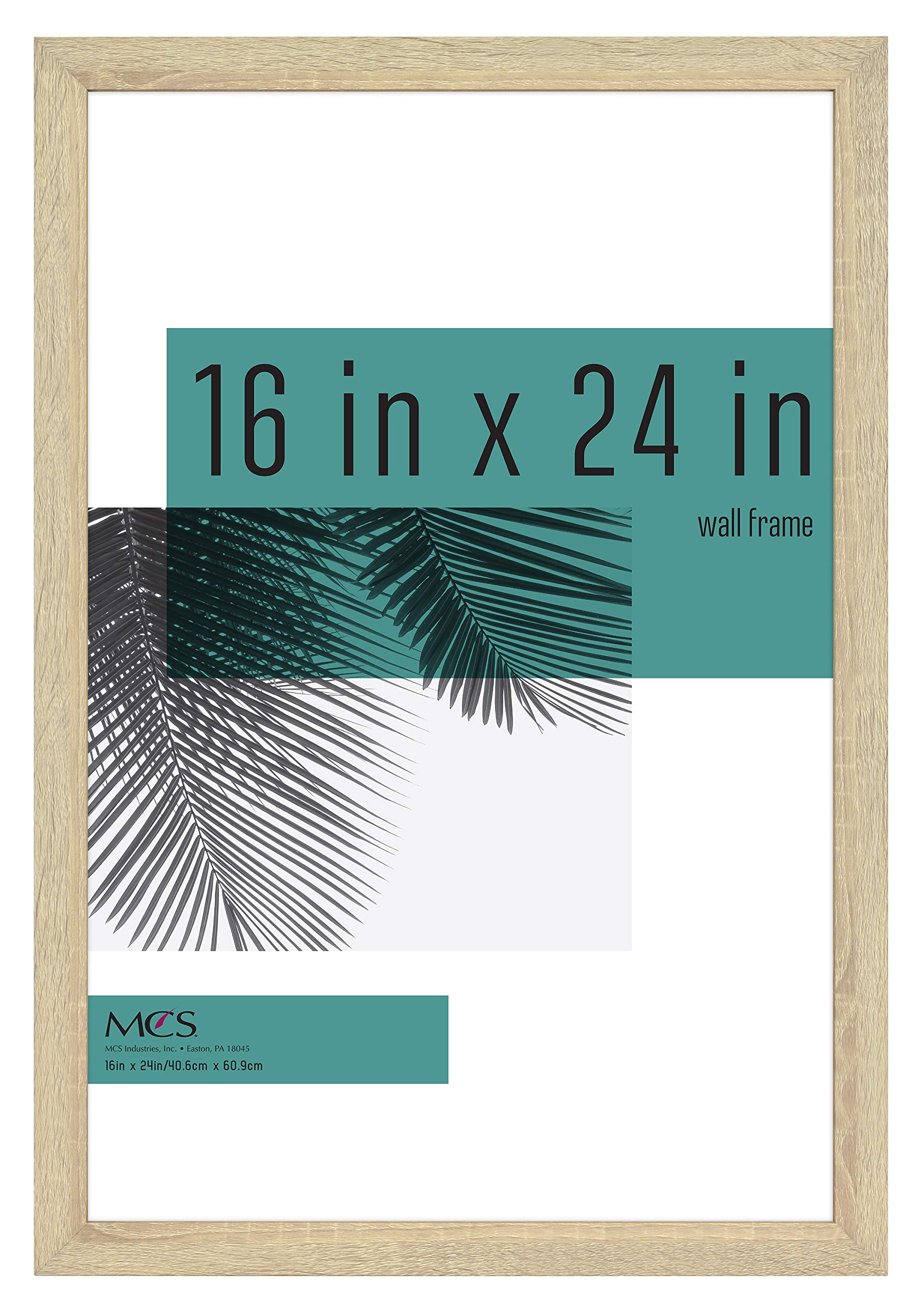 MCS Studio Gallery 16x24 Poster Frame Natural Woodgrain, Vertical & Horizontal Wall Hanging Large Picture Frame for Photos, Post