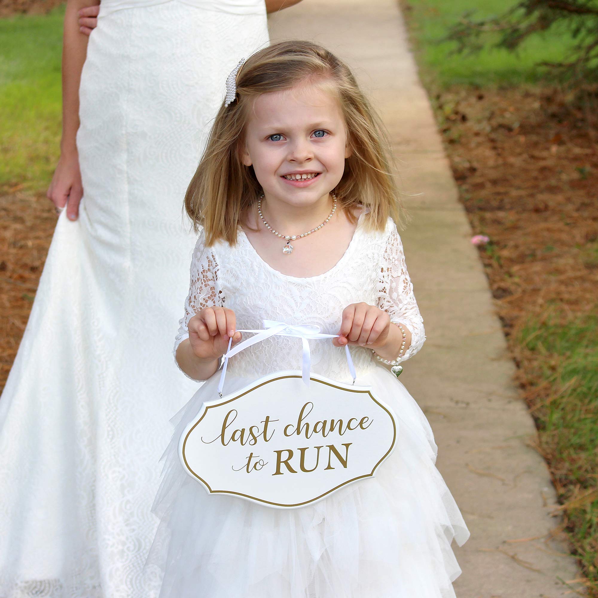 Lillian Rose Flower Girl Ring Bearer To Run Sign, 0.75''X11.75''X7.75'', White