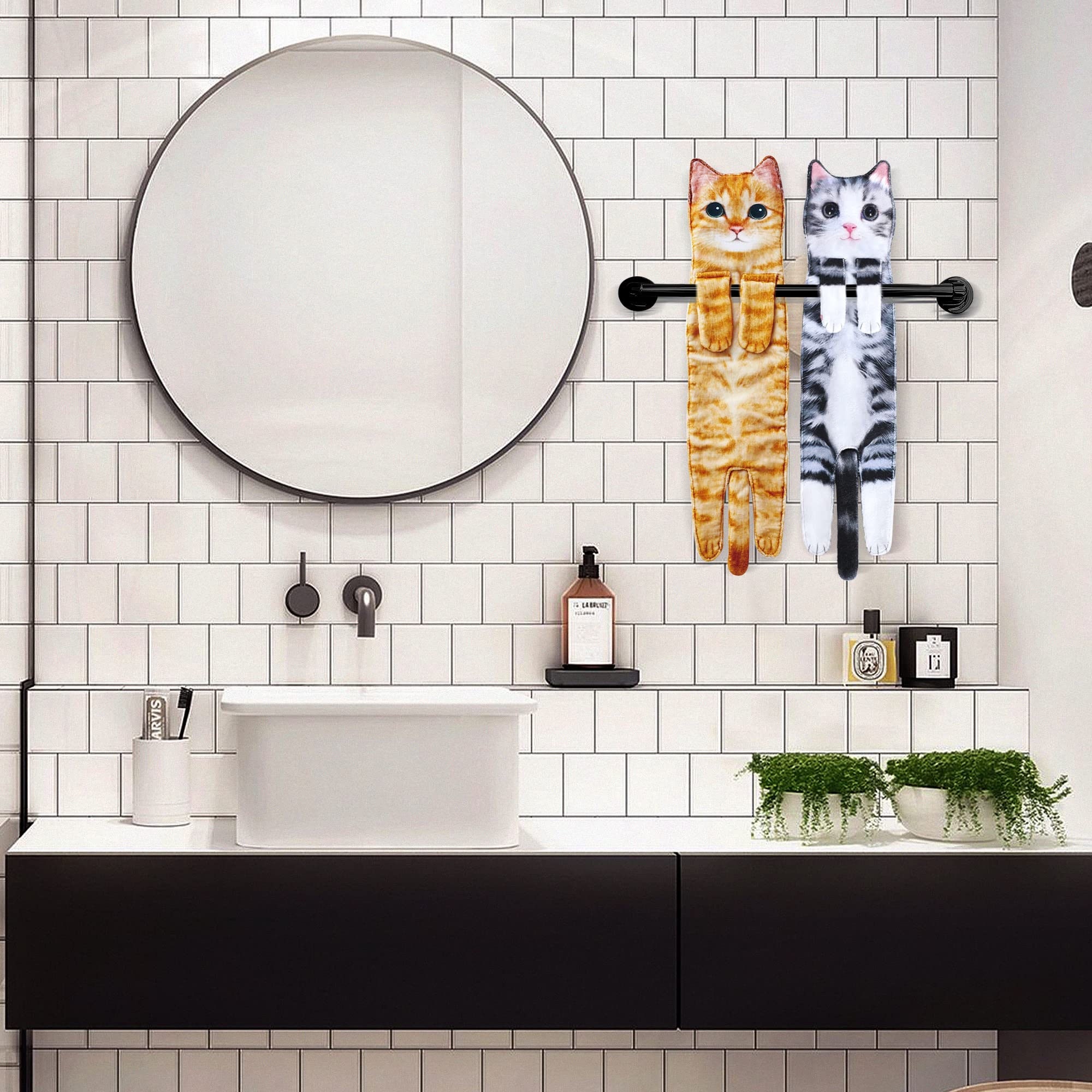 Cat Funny Hand Towels For Bathroom Kitchen - Cute Decorative Cat Decor Hanging Face Towels- Unique Mothers Day Valentines Day Ho