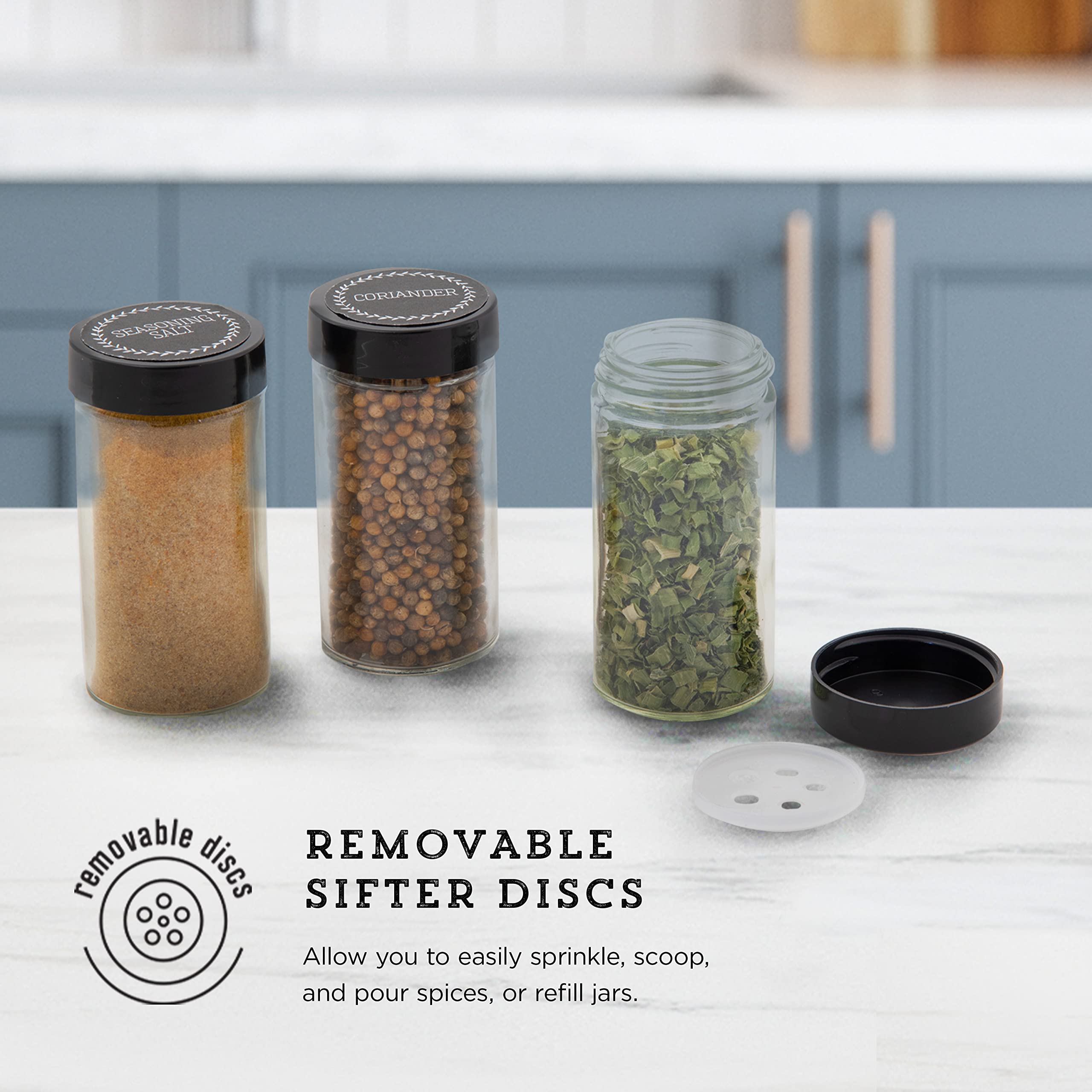 Kamenstein 16 Jar Montauk Revolving Countertop Spice Rack Organizer with Spices Included, FREE Spice Refills for 5 Years, Chrome
