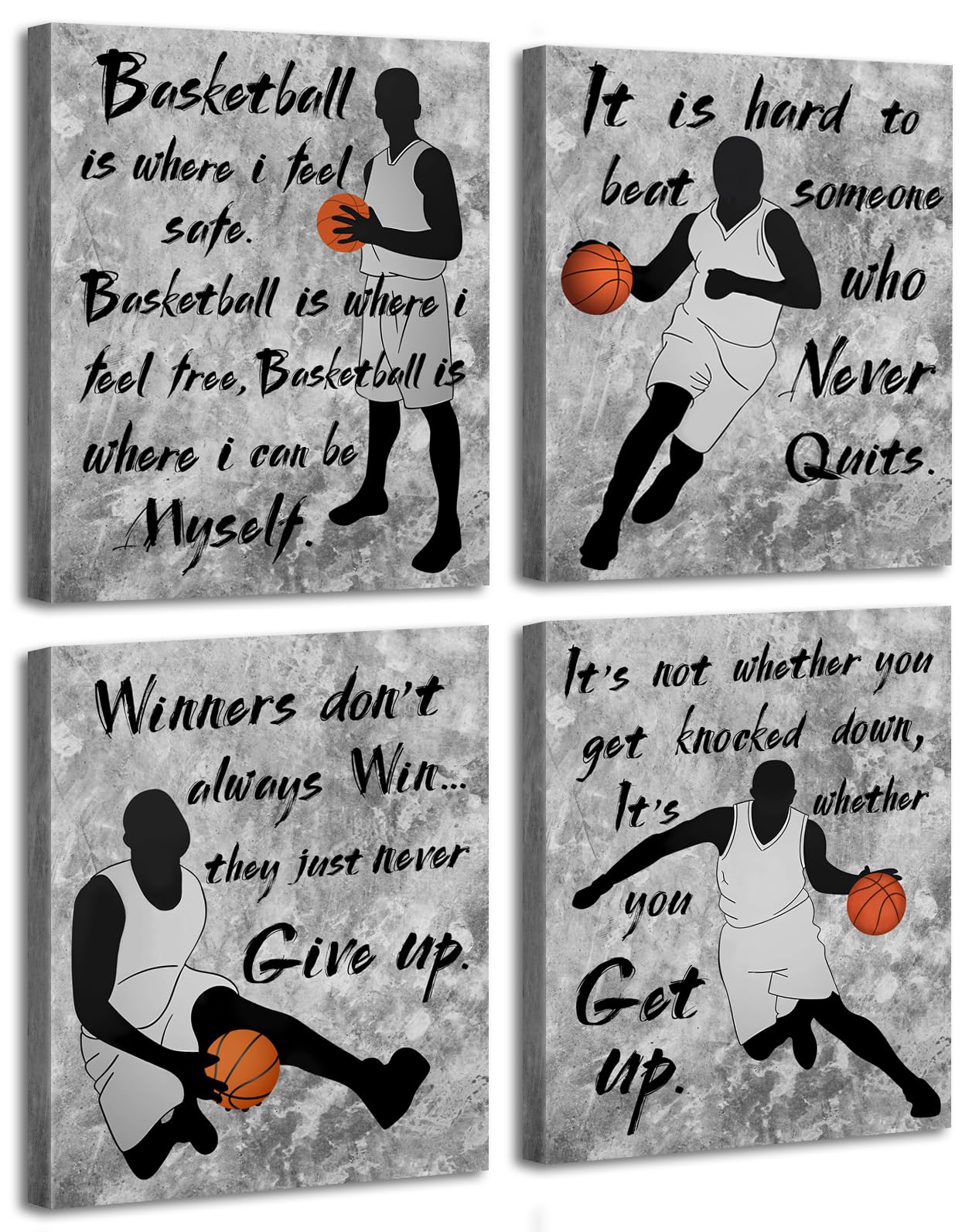 LNLAGBO Framed Inspirational Basketball Wall Art Prints,Basketball Motivational Quotes Set,Basketball Posters,Gift for Sports Fa