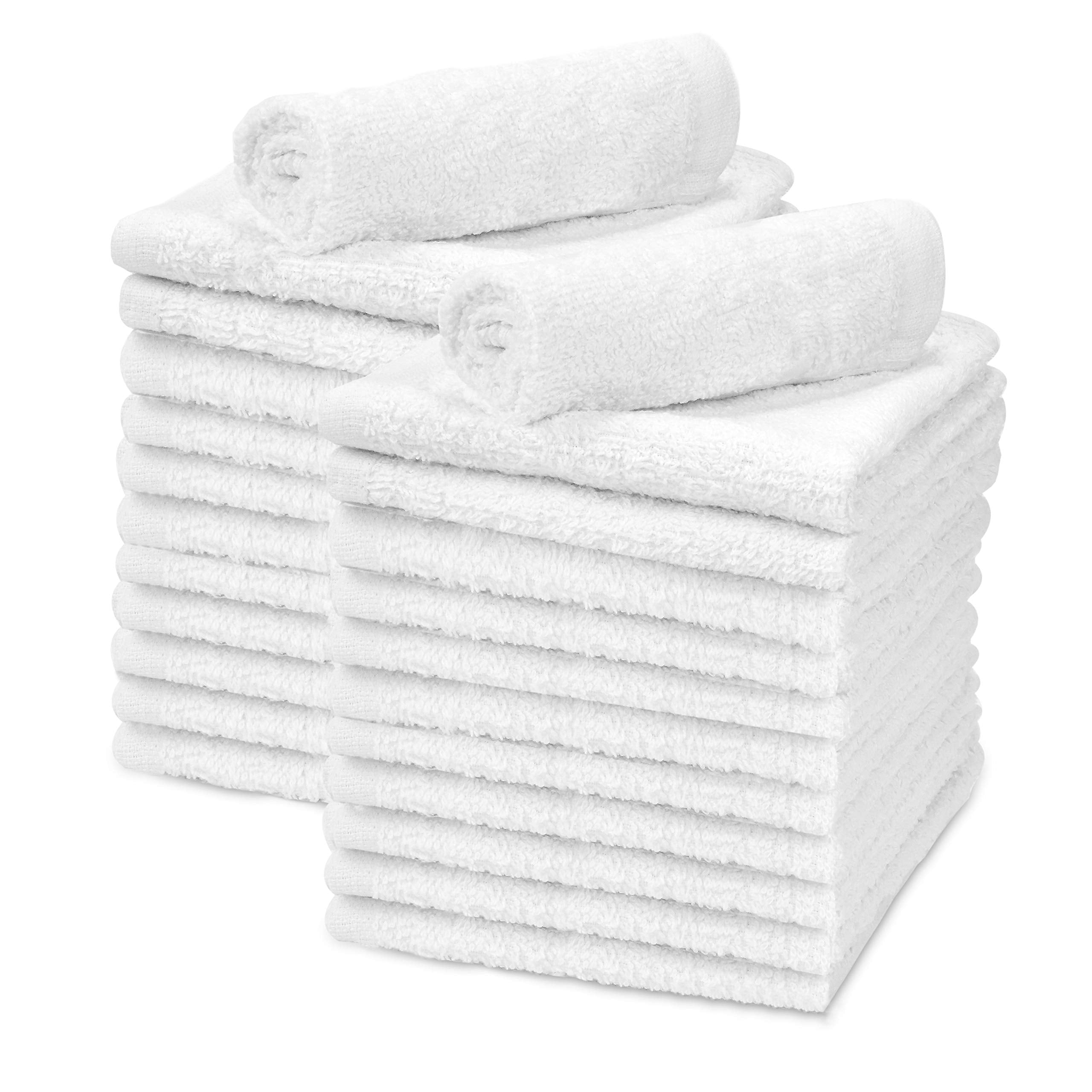 Talvania White Cotton Washcloths - Pack Of 24 - Super Absorbent Bathroom Face Towels - 12'' X12    Terry Bath Wash Cloth Set - S
