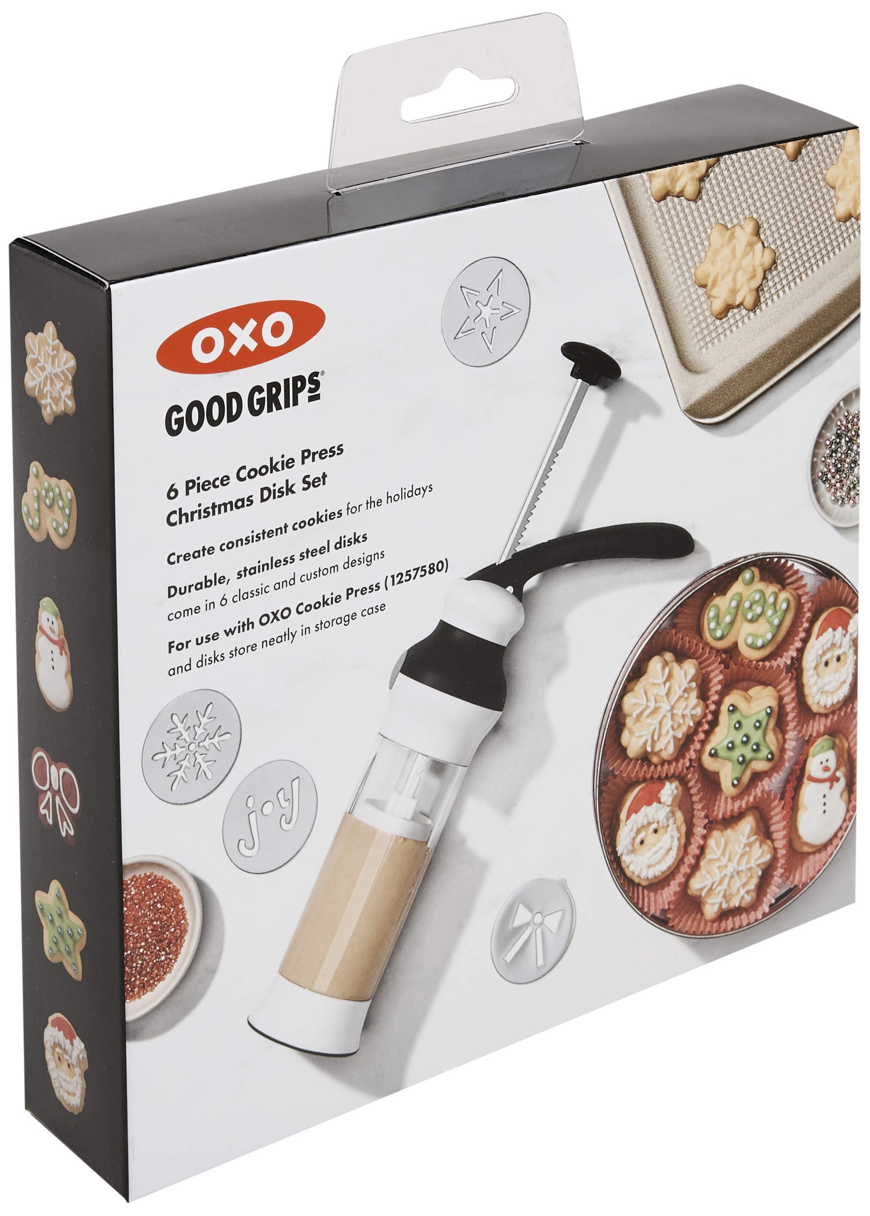 OXO Good Grips Cookie Press Holiday Disk Set, Stainless Steel, Metallic, Model 11177800
