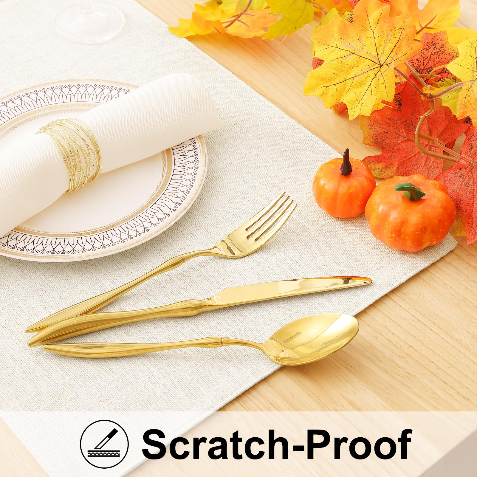 Homing Cream Cloth Placemats Set Of 12 - Cotton Linen Blend Washable Farmhouse Dining Table Mats For Indoors & Outdoors, Easy To