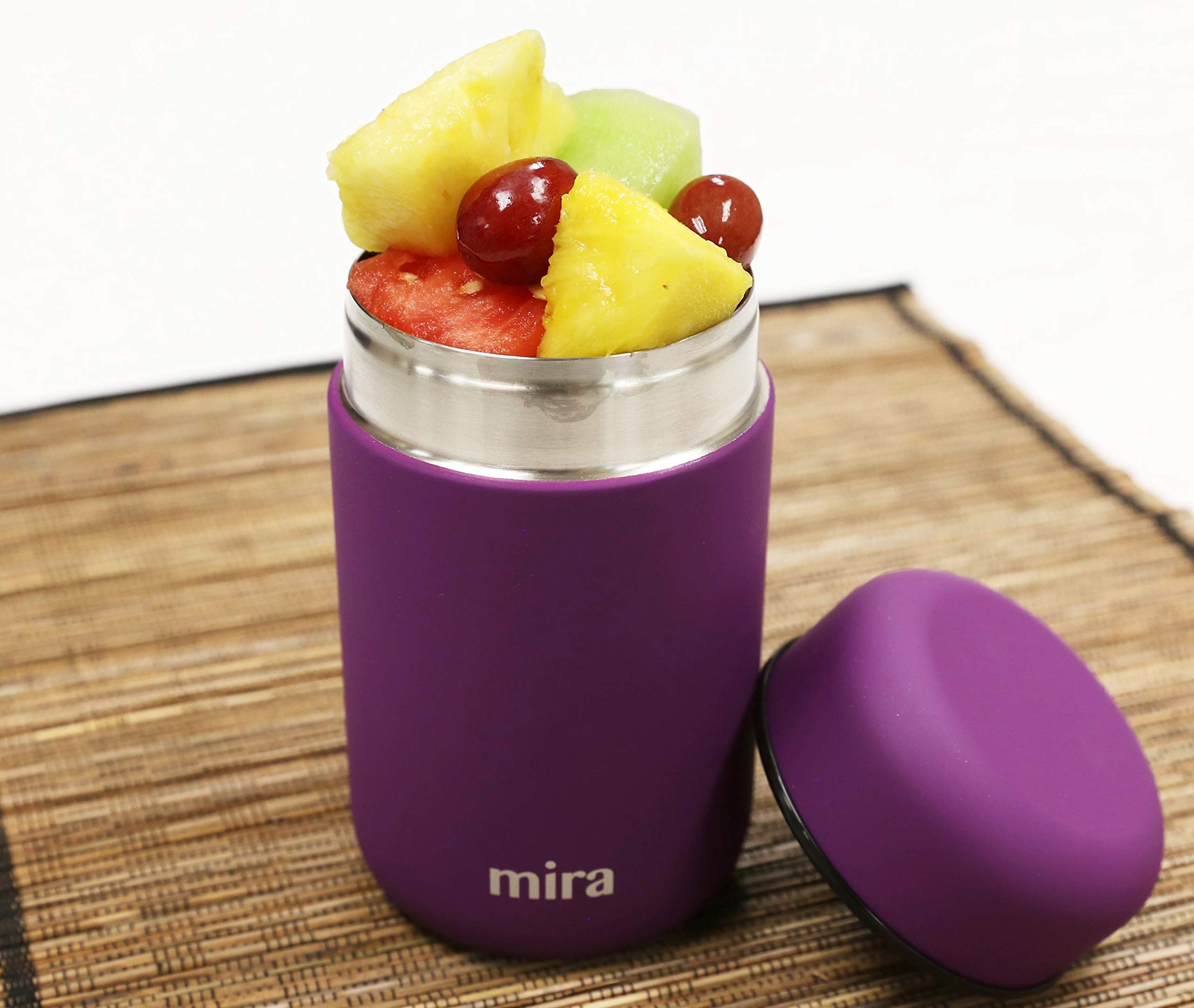 Mira Insulated Food Jar Thermos For Hot Food & Soup, Compact Stainless Steel Vacuum Lunch Container For Meals To Go - 13.5 Oz, P