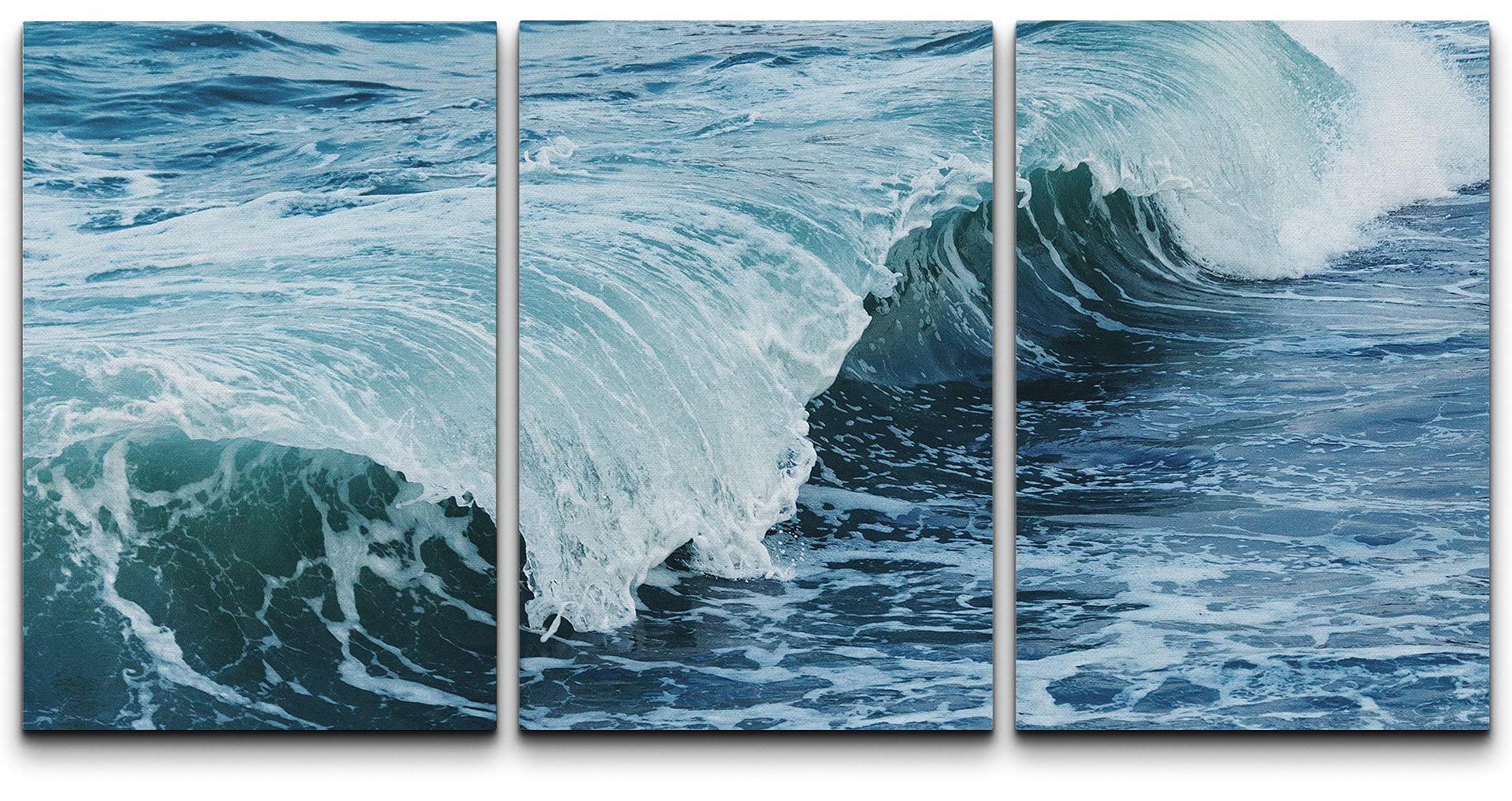 Wall26 Canvas Print Wall Art Set Blue Rip Curl Ocean Wave Nature Wilderness Photography Realism Rustic Landscape Colorful Multic