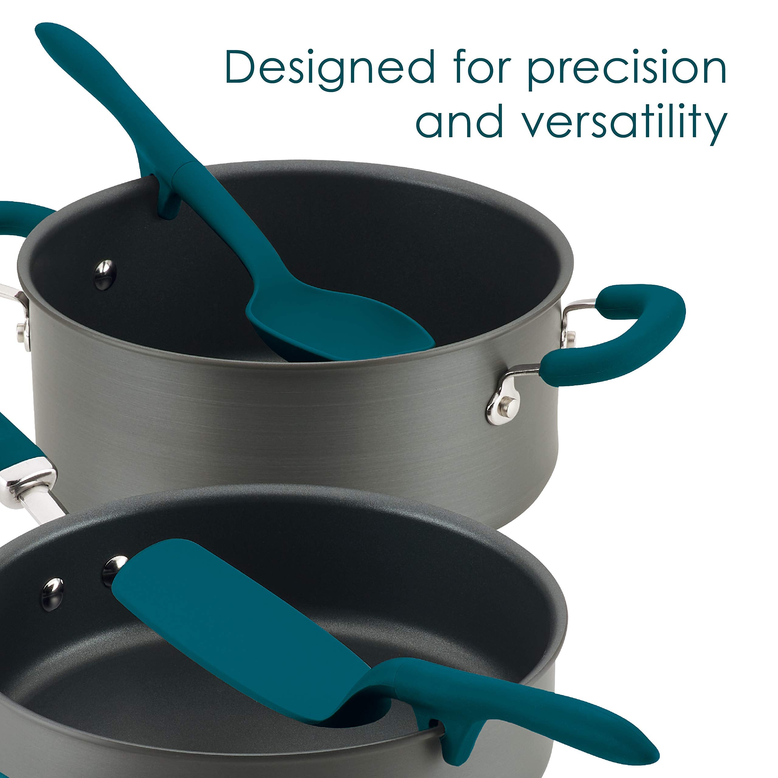 Rachael Ray Tools and Gadgets Spoon  Slotted and Solid Turners Set/ Cooking Utensils - 3 Piece  Teal Blue